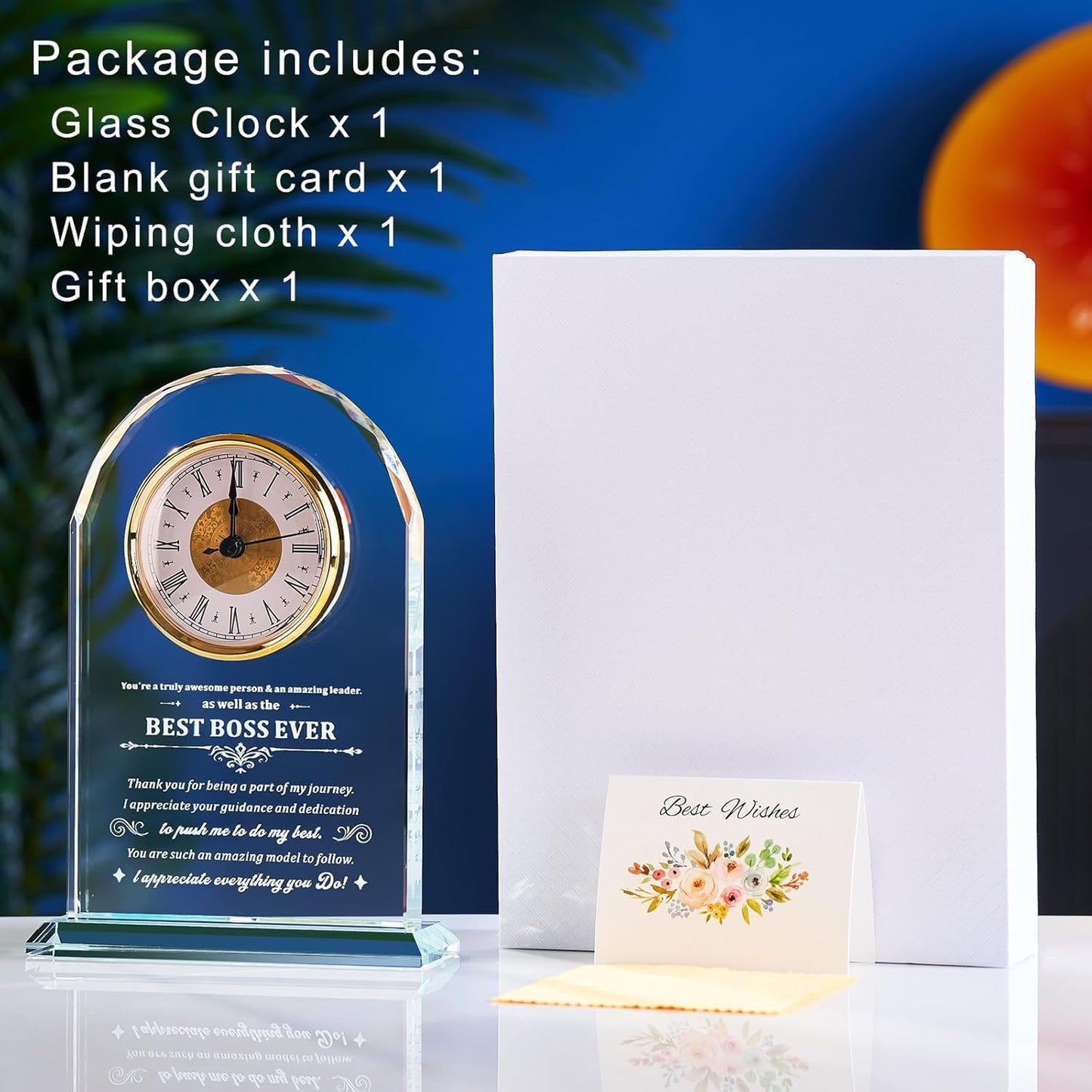 Elegant Glass Table Best Boss Gifts Appreciation Thank You Gifts Great Boss Day Birthday Ideas for Boss Office Farewell Gifts Retirement Birthday Gifts (Battery not Included) (Boss gifts)