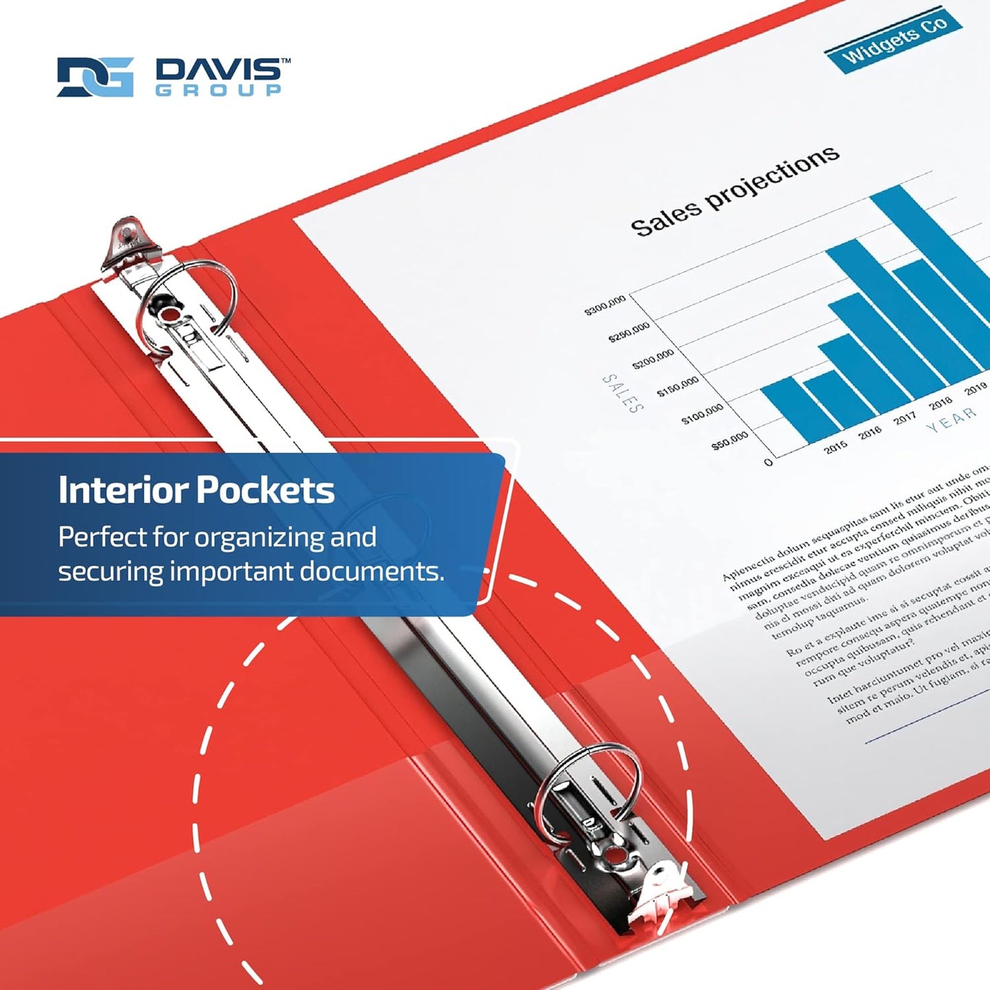 Easyview Premium 3-Ring Binders with Clear-View Covers and Round Rings, Binders for School or Office, 2 Inch, Pack of 6, Red