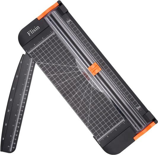 Paper Cutter,Portable Paper Slicer,12 Inch Paper Trimmer Scrapbooking Tool with Automatic Security Safeguard and Side Ruler for Craft Paper,A4 Paper,Coupon, Label and Cardstock (Black)