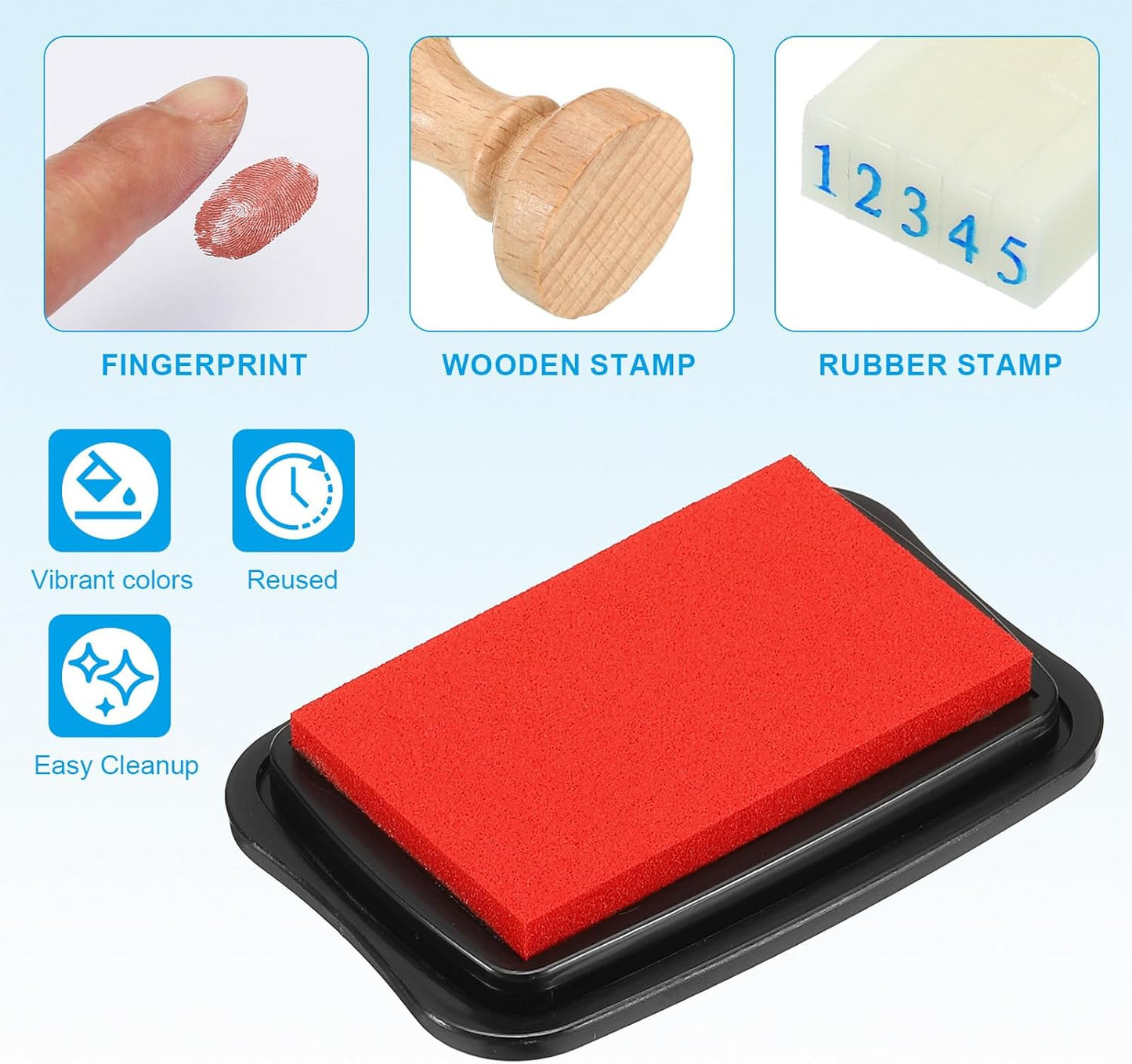 PATIKIL 3"x2" Large Stamp Pad, 2Pcs Washable Craft Ink Pad for Rubber Stamp Card Making Stamping Scrapbook Fingerprint Handprint, Red/Black