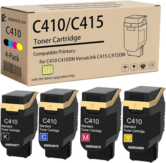 (with Chip) 006R04677 006R04678 006R04679 006R04680 Toner Cartridge Works for C410 C410DN VersaLink C415 C415DN Printers (4-Pack)