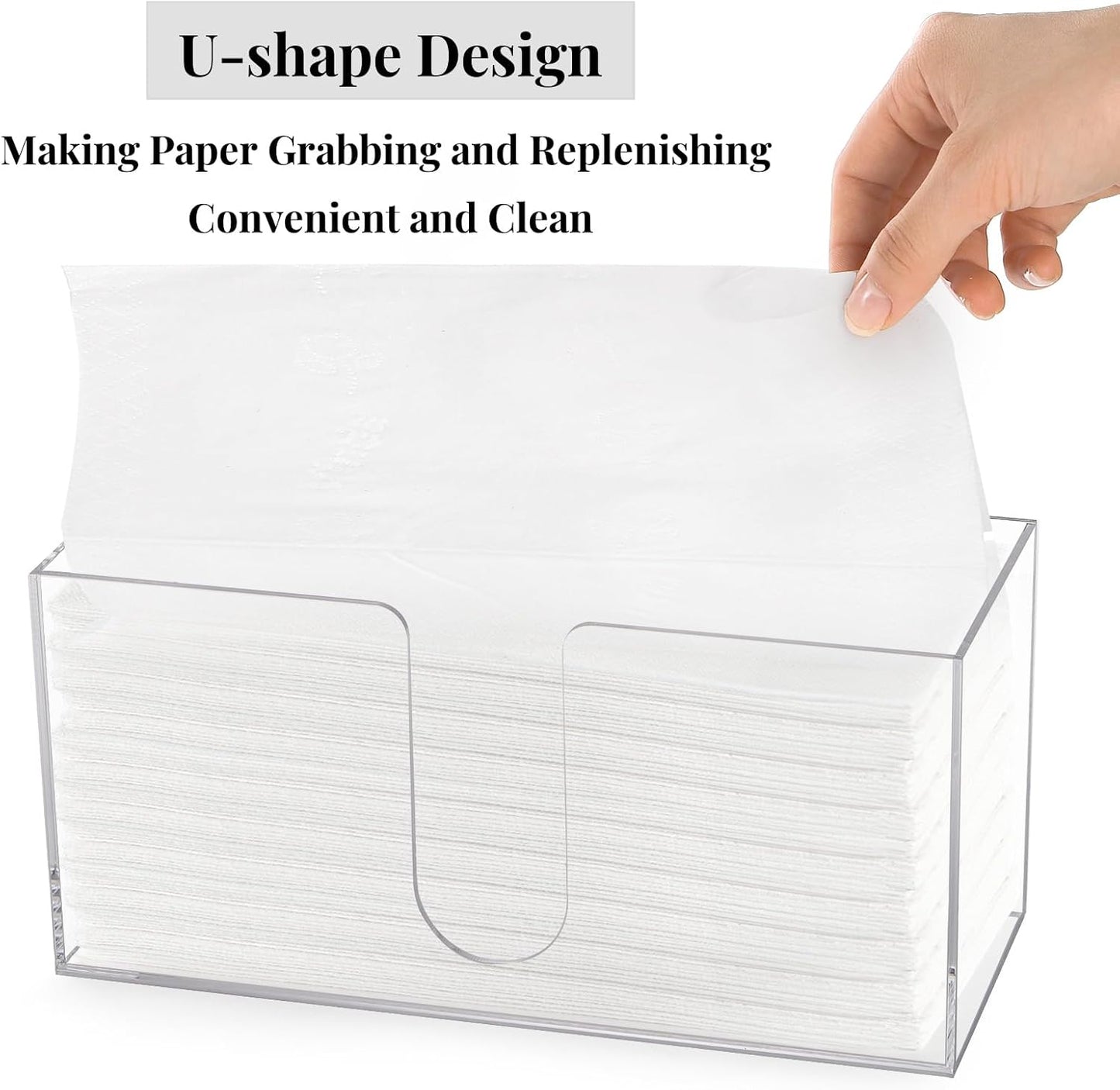 2 Pack Acrylic Paper Towel Holder, Folded Countertop Z-fold C-fold Trifold Napkin Dispenser, Clear Hand Towel Storage Holder Tray for Bathroom, Kitchen, Restaurant