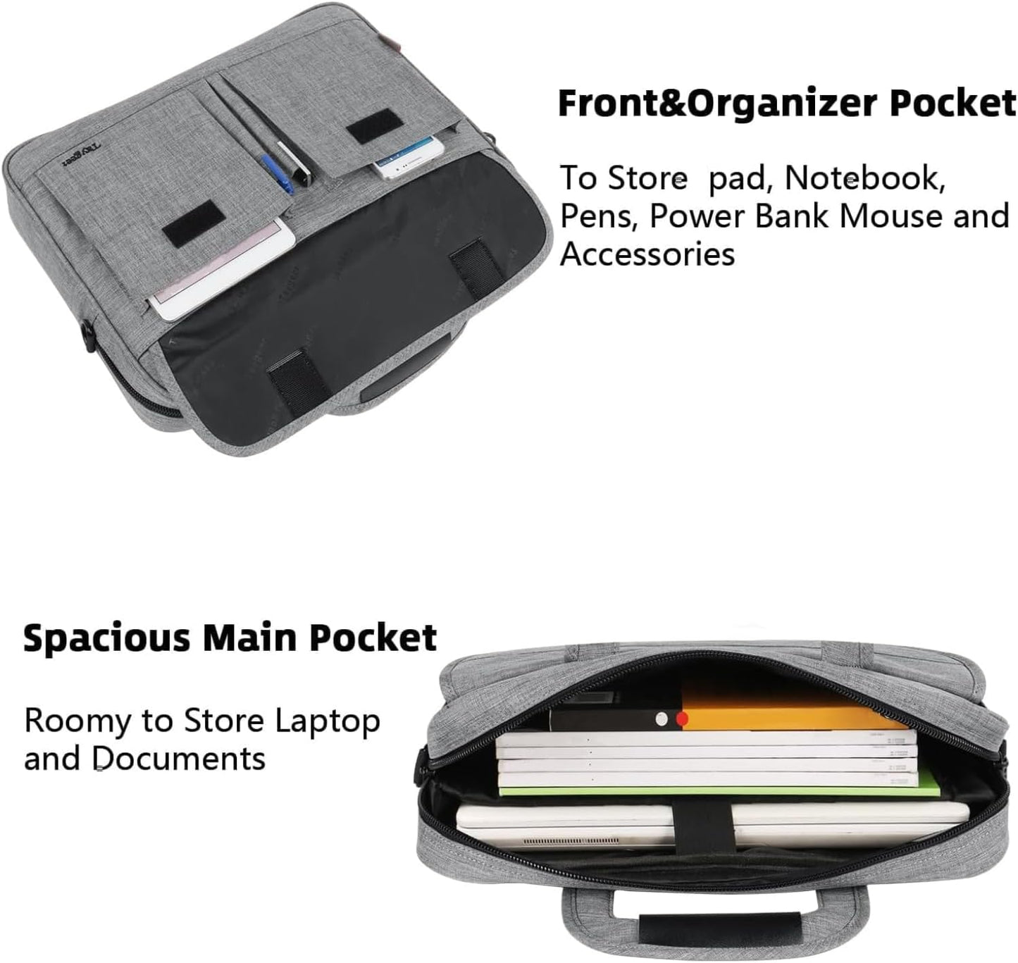 Taygeer Laptop Bag for Men, Water Resistant Crossbody Messenger Shoulder Bag for Business, Professional Premium Office Briefcase, Portable 15.6 Inch Carry On Laptop Case for Notebook/Computer, Grey