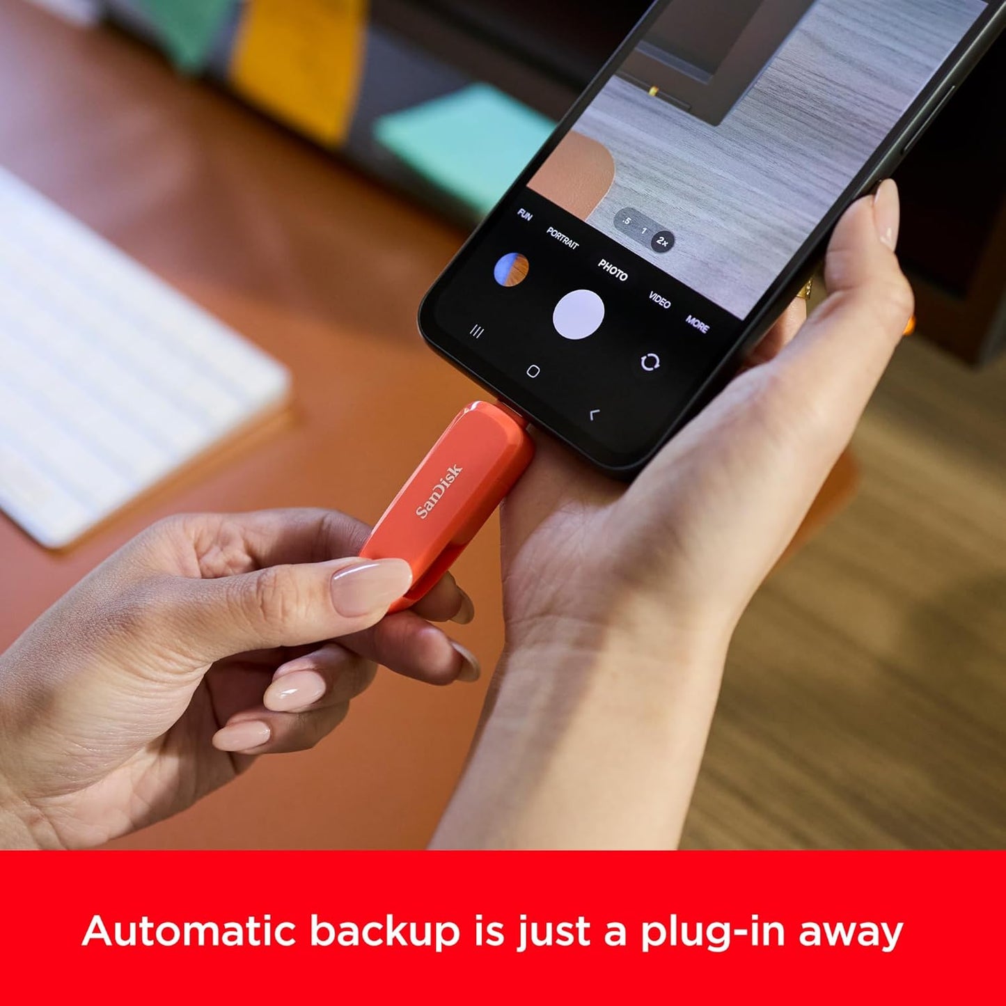 SanDisk 256GB Phone Drive - The 2-in-1 USB for Smartphones, Tablets, and Computers - Thumb Drive with USB Type-C and Type-A Connectors, Nasturtium Orange - SDDDC6-256G-G46NO