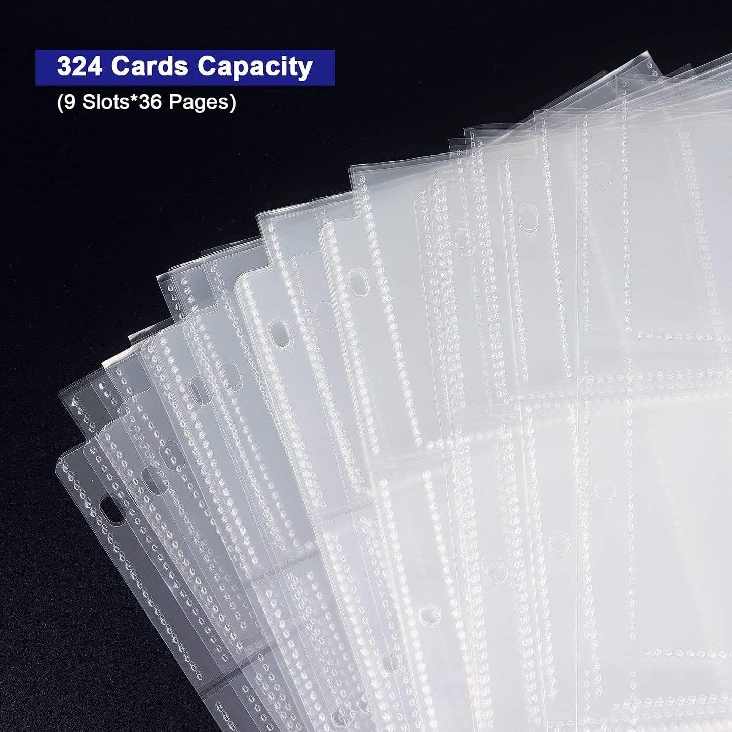 36 Pack 9 Pocket Page Protector, Holds 324 Cards, Trading Card Sleeves Page Clear Sheet Protector Pages for 3 Ring Binder, Card Sheets for Standard Size Cards