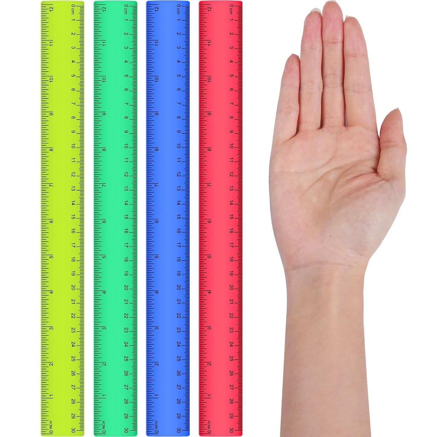 Zonon 30 Pcs 12 Inch Plastic Ruler Assorted Colors Ruler Bulk with Centimeters Millimeter and Inches Rulers First Day of School Gift for Kids School Classroom Office Supplies(Elegant Color,Plastic)