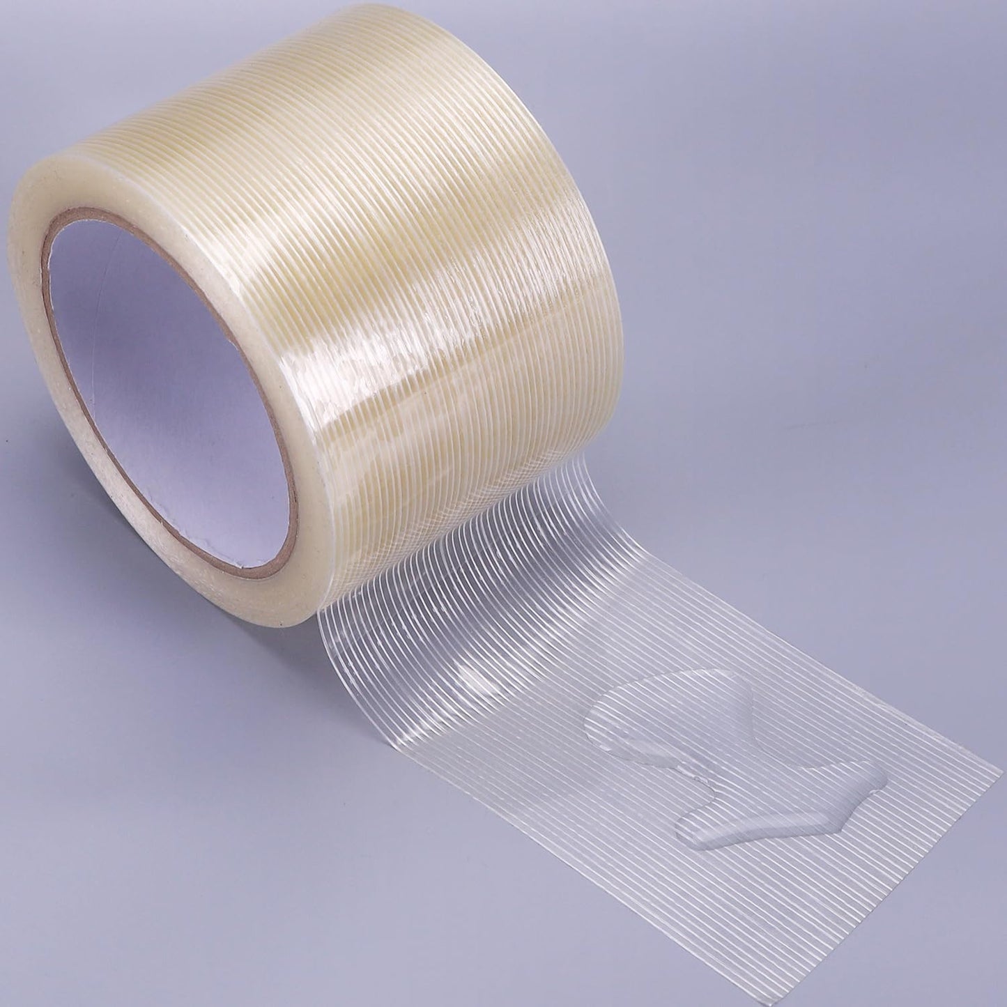 Strapping Tape 3 inch, Heavy Duty Shipping Packing Tape, Clear Filaments Run Lengthwise, Waterproof, Fiberglass Reinforced Packing Tape