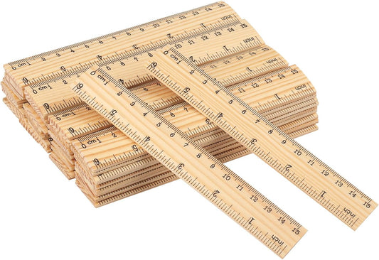 288 Packs Wooden Rulers, 6 Inch Double Sided Wood School Ruler for Home, Student, Office Use, 2 Scale,by, GNIEMCKIN.