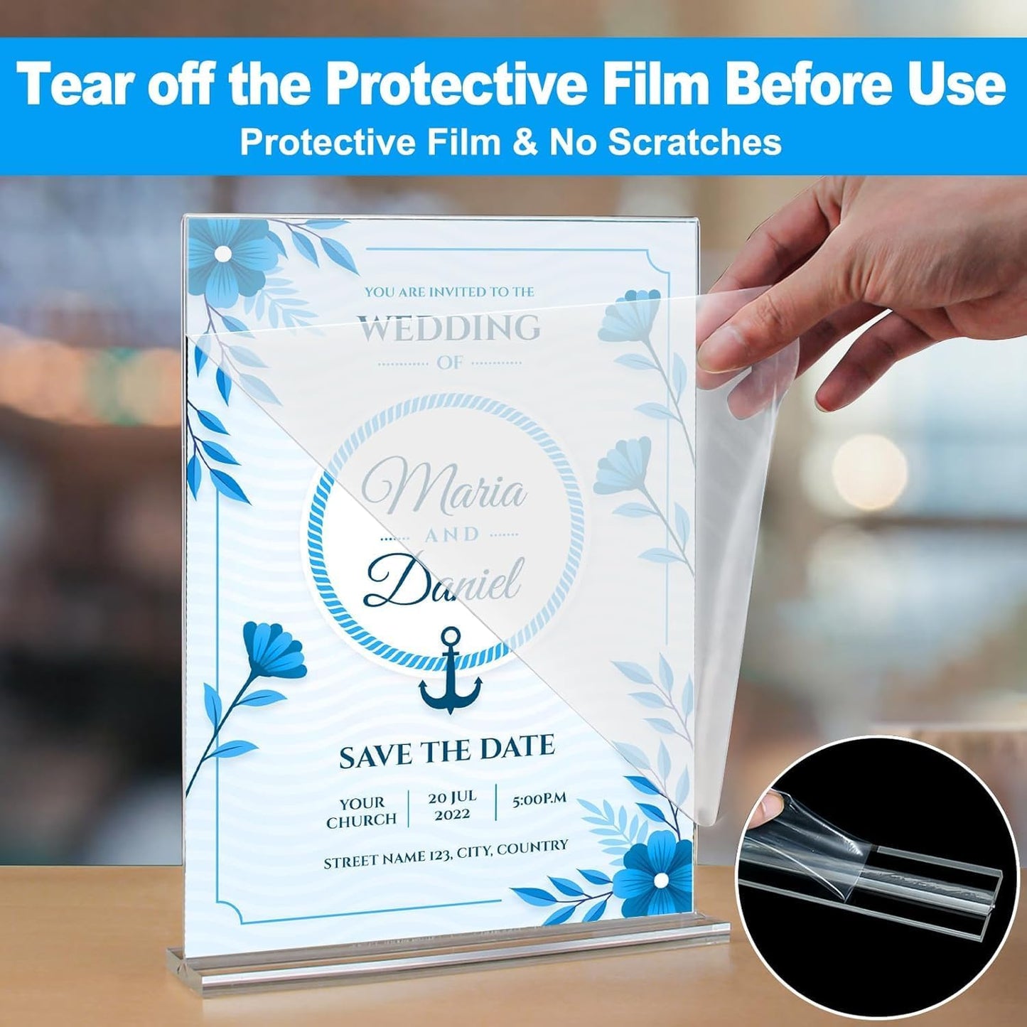 EHWINE 16 Pack Acrylic Sign Holders - 5 x 7, Double-Sided Stand Up Table Top Sign Holders, Clear Acrylic Picture Frame Menu Flyer Paper Display Stand for Office Business Store Wedding Party