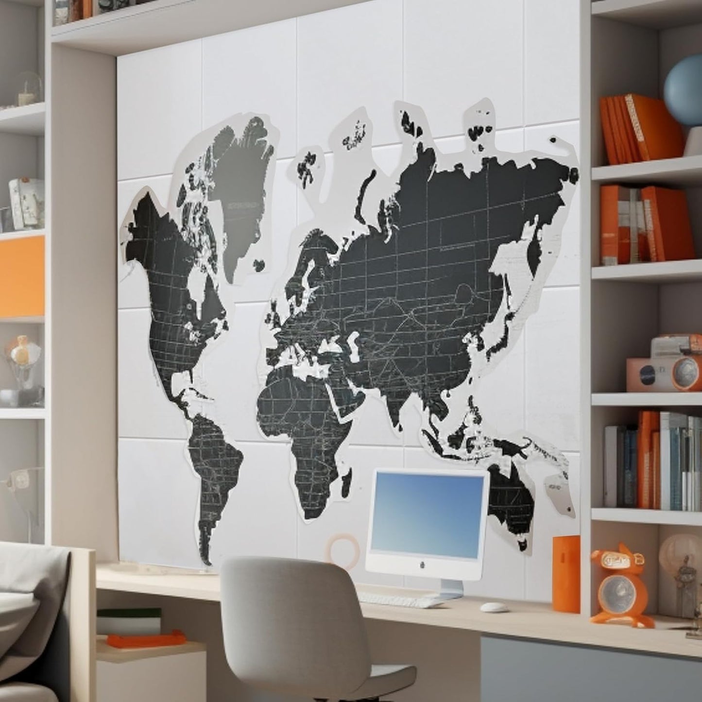 AKTOP White Cork Bulletin Board 24"x36", 6 Pack Removable Felt Cork Board Tiles for Wall, Large 2 x 3 Bulletin Board Notice Pin Board for Office, School & Home, 24 Safe Adhesive Tabs, 20 Push Pins