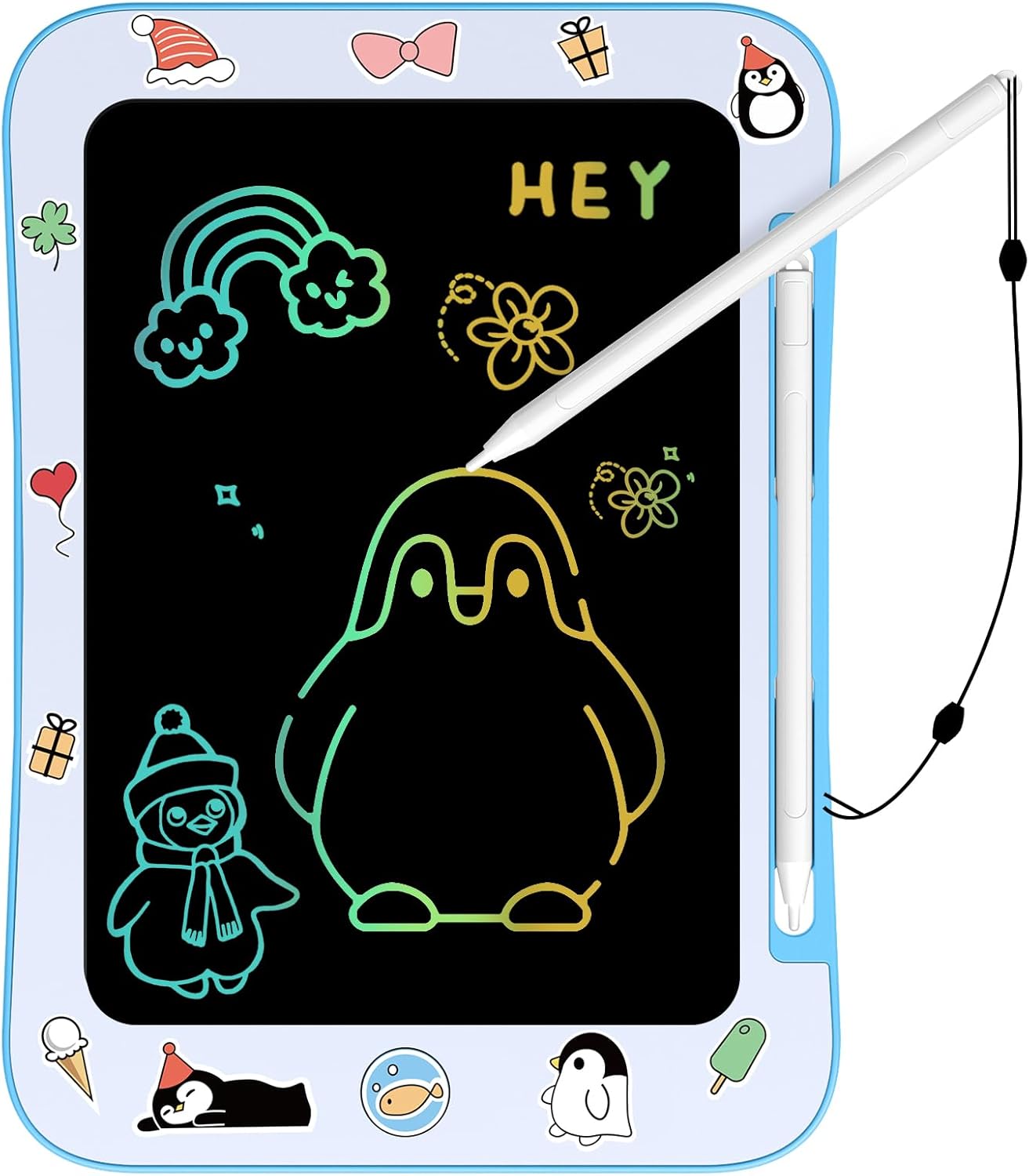 LCD Writing Tablet for Kids, Colorful Screen Drawing Board for 3-7 Year Old Boys & Girls - Educational Toys for Birthday & Christmas (Penguin)