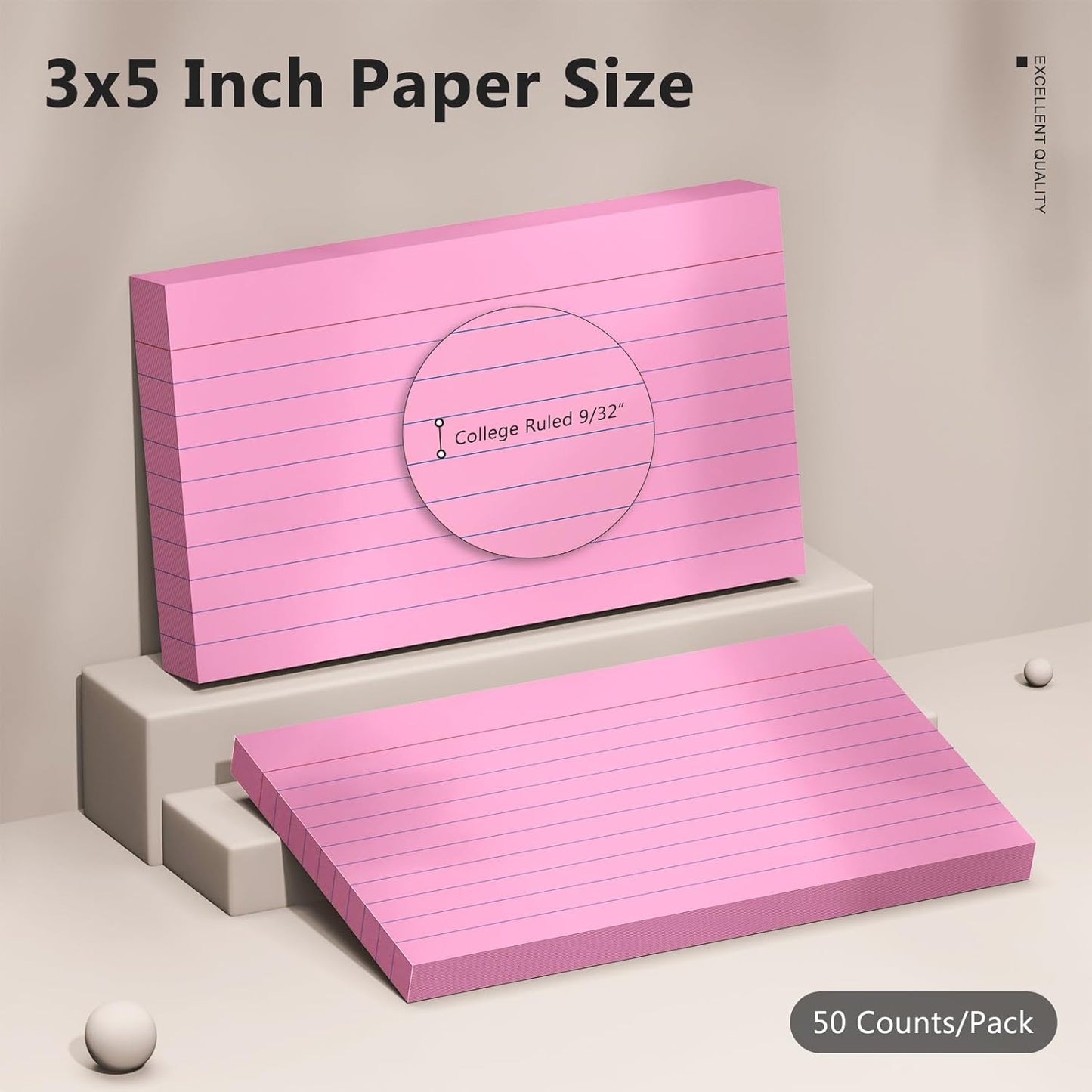 600 Count Index Cards 3 x 5 Inch Pink Lined Flash Cards Ideal for Studying and To-do-List, Portable Note Cards Taking for Students and Teachers, Flash Card Styled for Home, Office or School Use