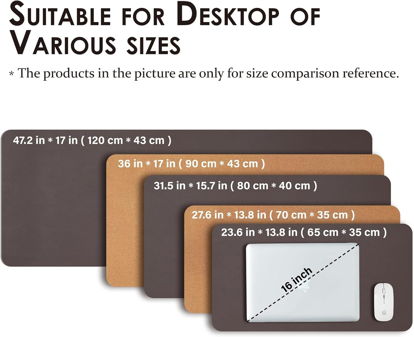 Cork Desk Mat - Dual-Sided Desk Pad for Office and Home - Desk Organization and Accessories - Ideal for Large Mouse Pad and Desk Mats on Top of Desks(Coffee,31.5"x 15.7")
