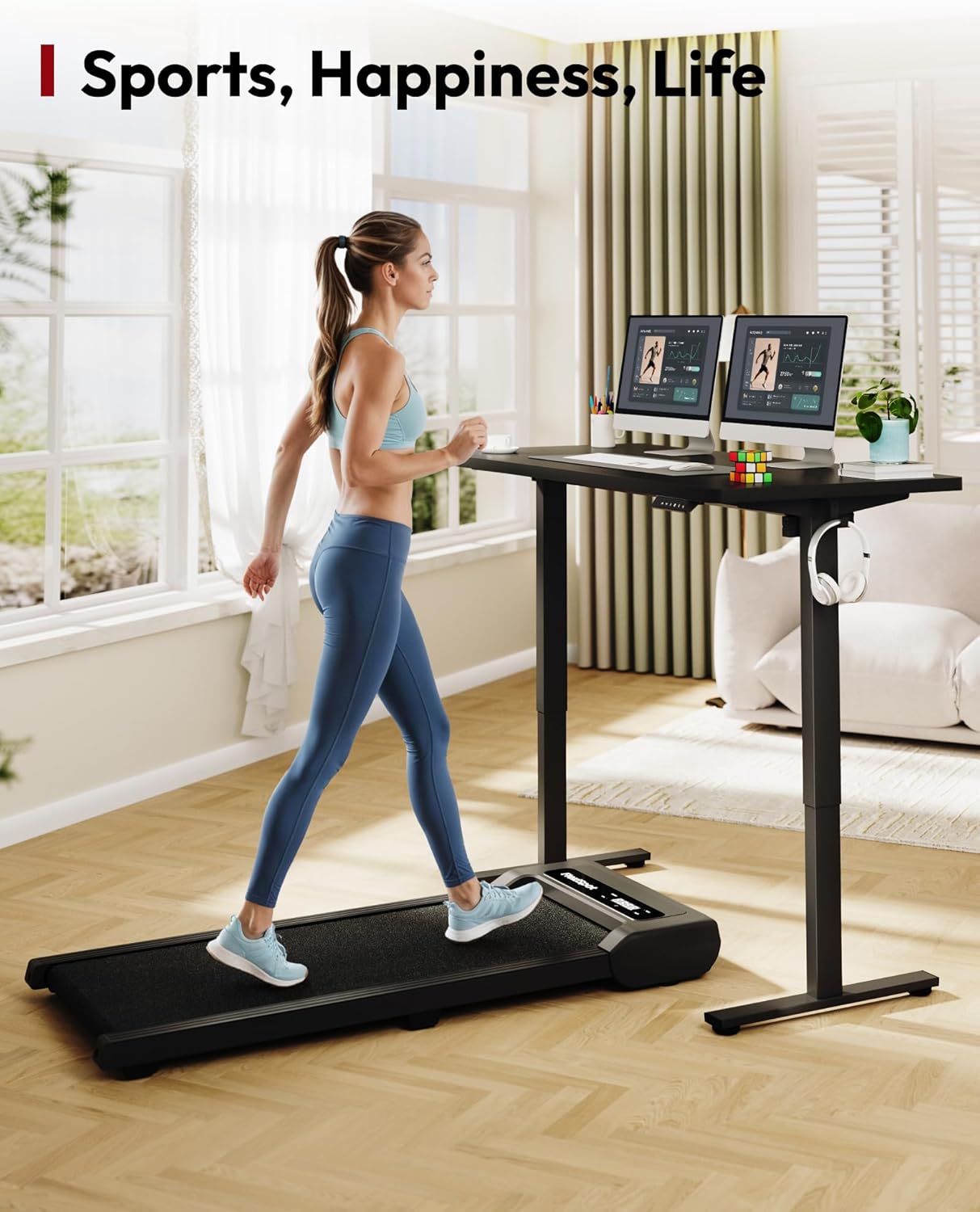 SANODESK Electric Standing Desk 60 x 24 Inches Whole-Piece Desktop Height Adjustable Stand Up Desk w/6-Button Controller Ergonomic Computer Desk for Home Office, Black Frame + Black Tabletop