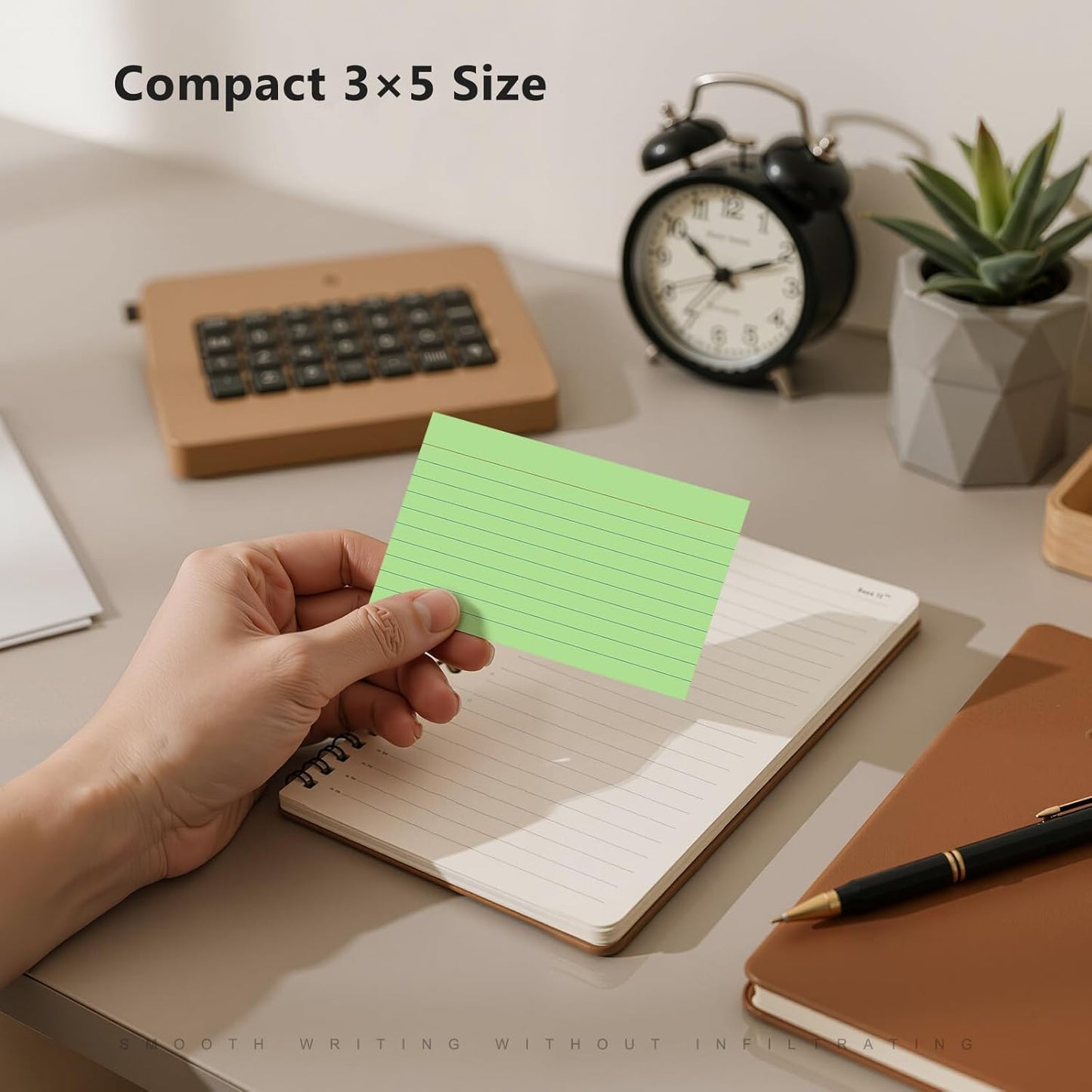 250 Count Index Cards 3 x 5 Inch, Heavyweight Green Lined Note Cards Portable Ruled Flash Cards Perfect for Studying and Organizing, Note Taking Study Flashcards for Home, School and Office