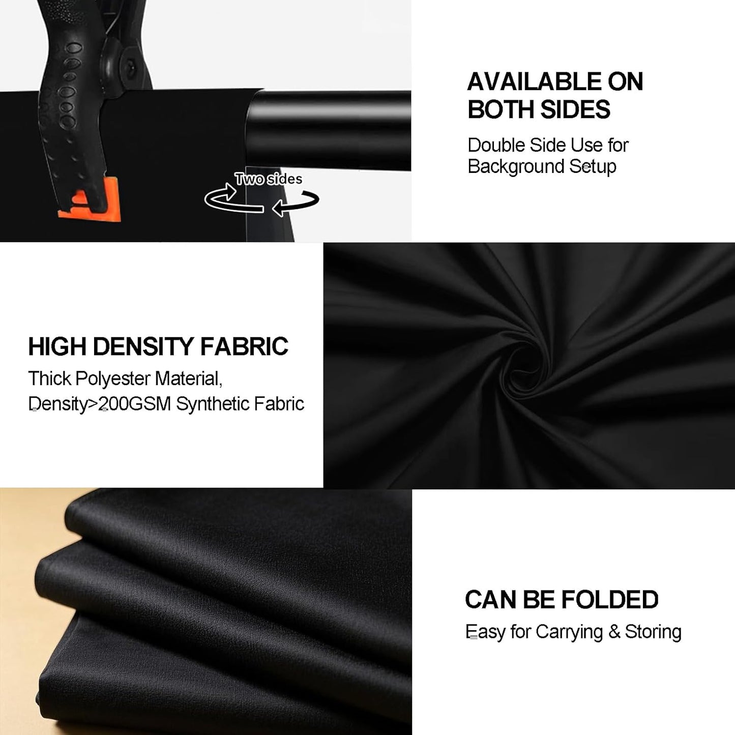 6x10 Ft Black Backdrop for Photography Background, Studio Background for Portraits, Product Shoots, Vedio, Chromakey Black Screen for Streaming Live, Party, Zoom Meeting