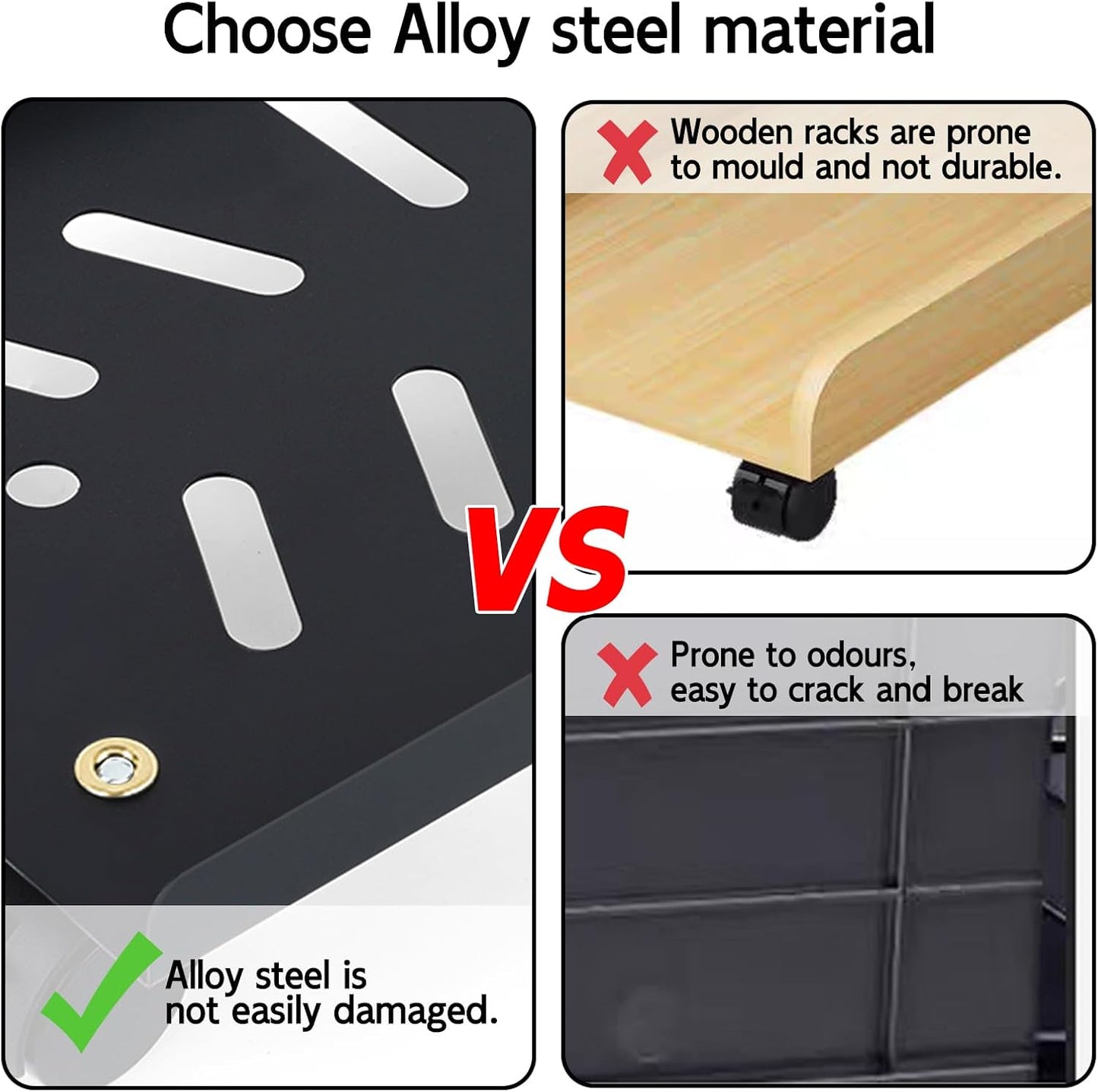 Metal Computer Tower Stand, PC Stand for Floor Mobile CPU Stand with 4 Rolling Caster Wheels Fits Most PC Under Desk,Ventilated CPU Holder PC Floor Cart for Office and Gamers(15.7 x 10inch)