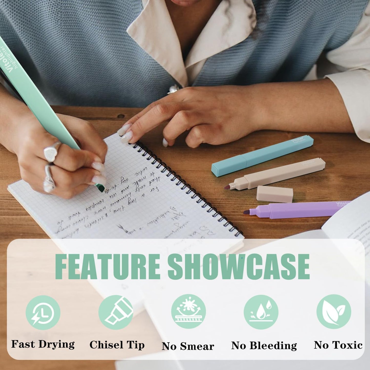 Vitoler Highlighters Assorted Colors,8 Pack,Soft Chisel Tip,Cute Highlighters Set for Aesthetic School Office Supplies,Book Markers