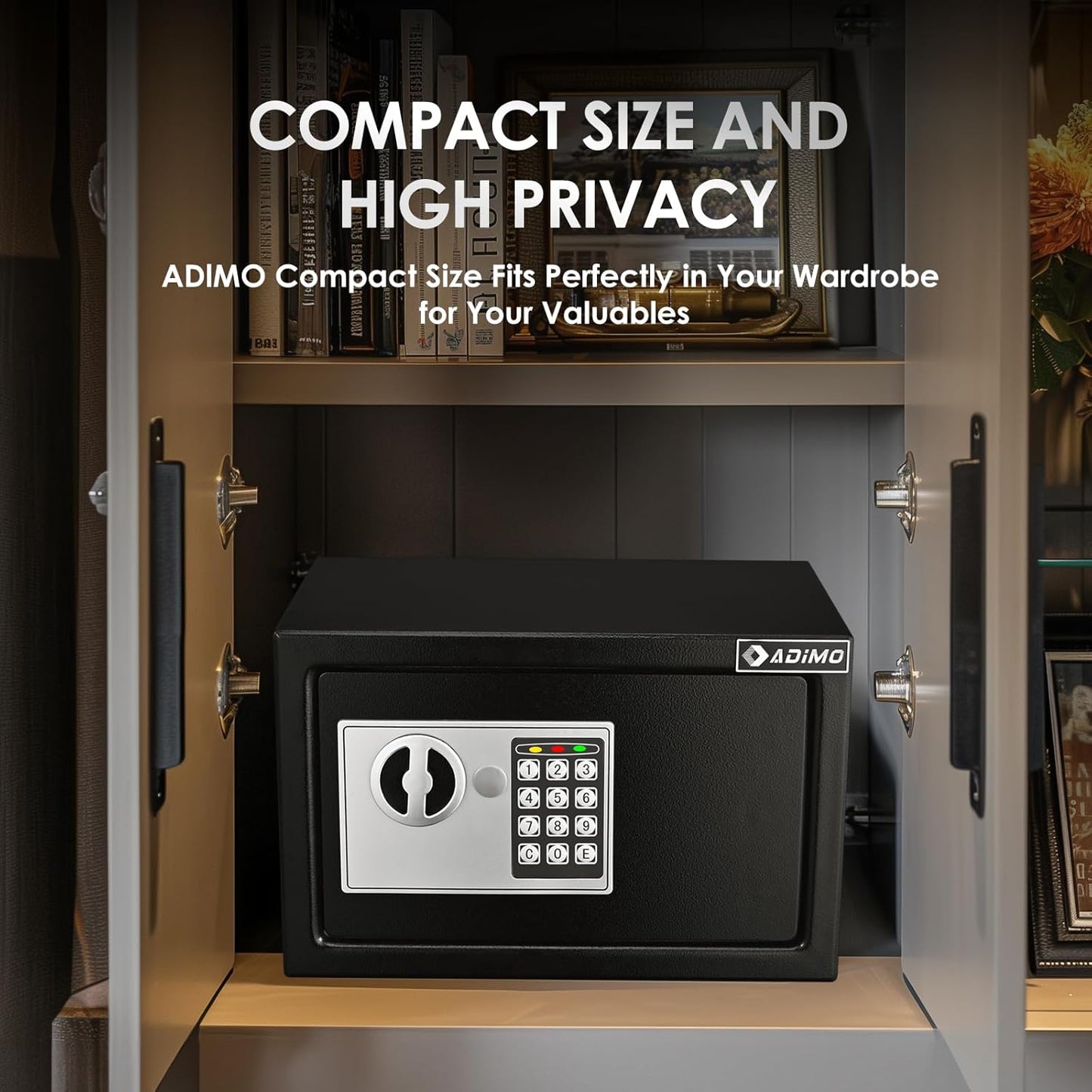 ADIMO Safe Box for College Dorm Room, Money Box with Fireproof Waterproof Bag, Keys & Pass Code & Wall Mount Kits, 0.5 Cubic Feet Hidden Home Safe for Jewelry, Money, and Documents, Home Office, Dorm