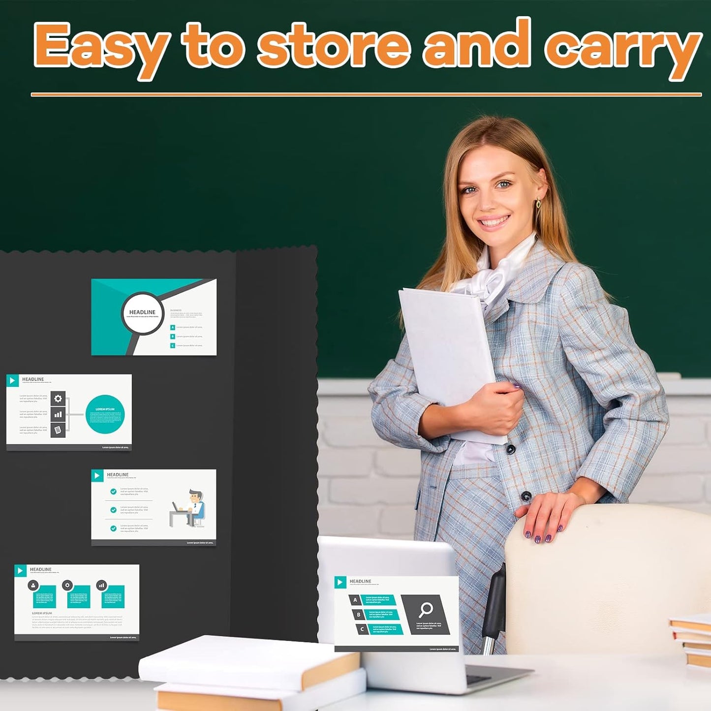 12 Pieces Tri Fold Poster Boards Bulk, Lightweight Science Display Boards, Trifold Presentation Display Board for Science Fair Project(36 x 48 Inch,Black)