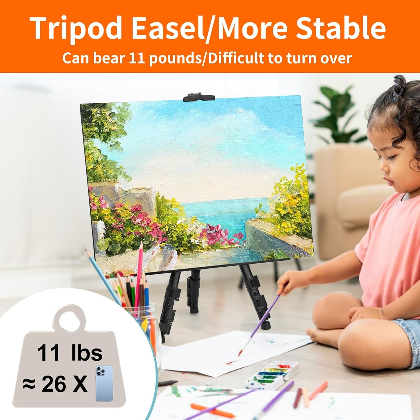 Easel Stand for Sign 2 PCS, Adjuastable Travel Art Canvas Holder with Portable Bag, Metal Tripod Poster Holder Stand Height from 17 to 66 inches, Black