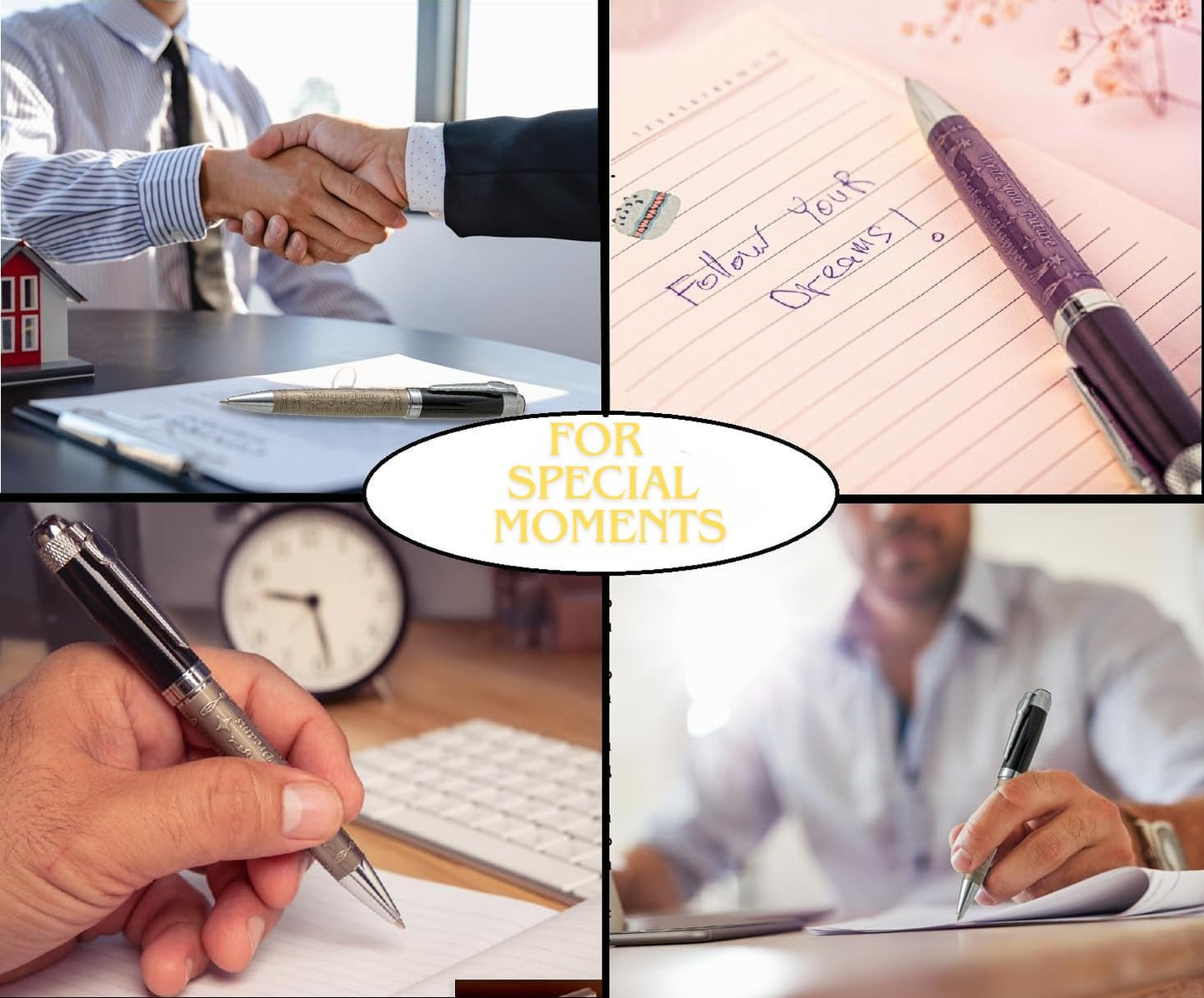 S&R Somit Fancy Pen for Men with Gift Box - Valuable Luxury Pen for Business and Office, Executive Gift for Family & Friends - Special Engraving & Led Decorative Box (BLACK SILVER)