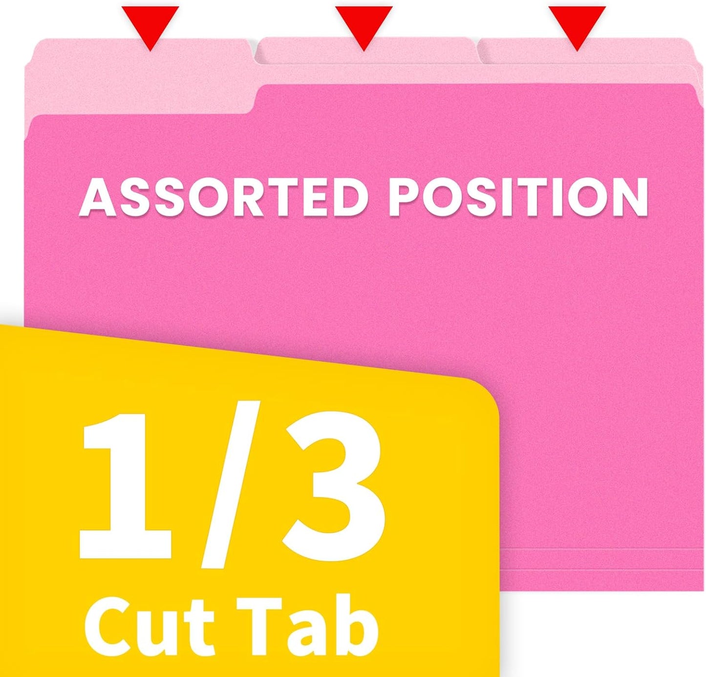 SUNEE File Folders, 100 Pack Manilla Folders 8.5 x 11, Colored File Folders Home Office School Supplies for Documents Files Paper, Neon Pink