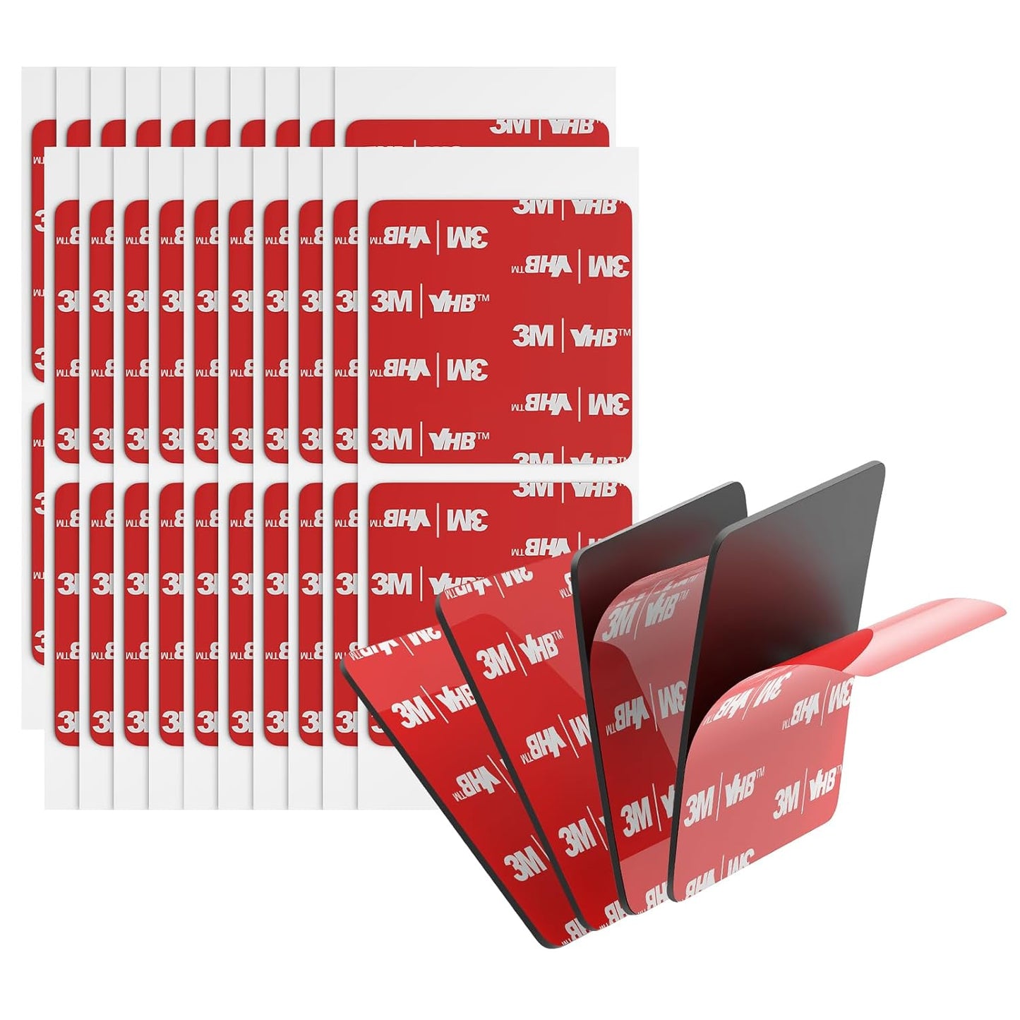 3M Double Sided Adhesive Pads Heavy Duty VHB 2" x 2" 0.025in Thick 40 PCS Black 5925 Square Sticky Mounting Foam Tape Strong Adhesive for Car Décor Home Office Logos