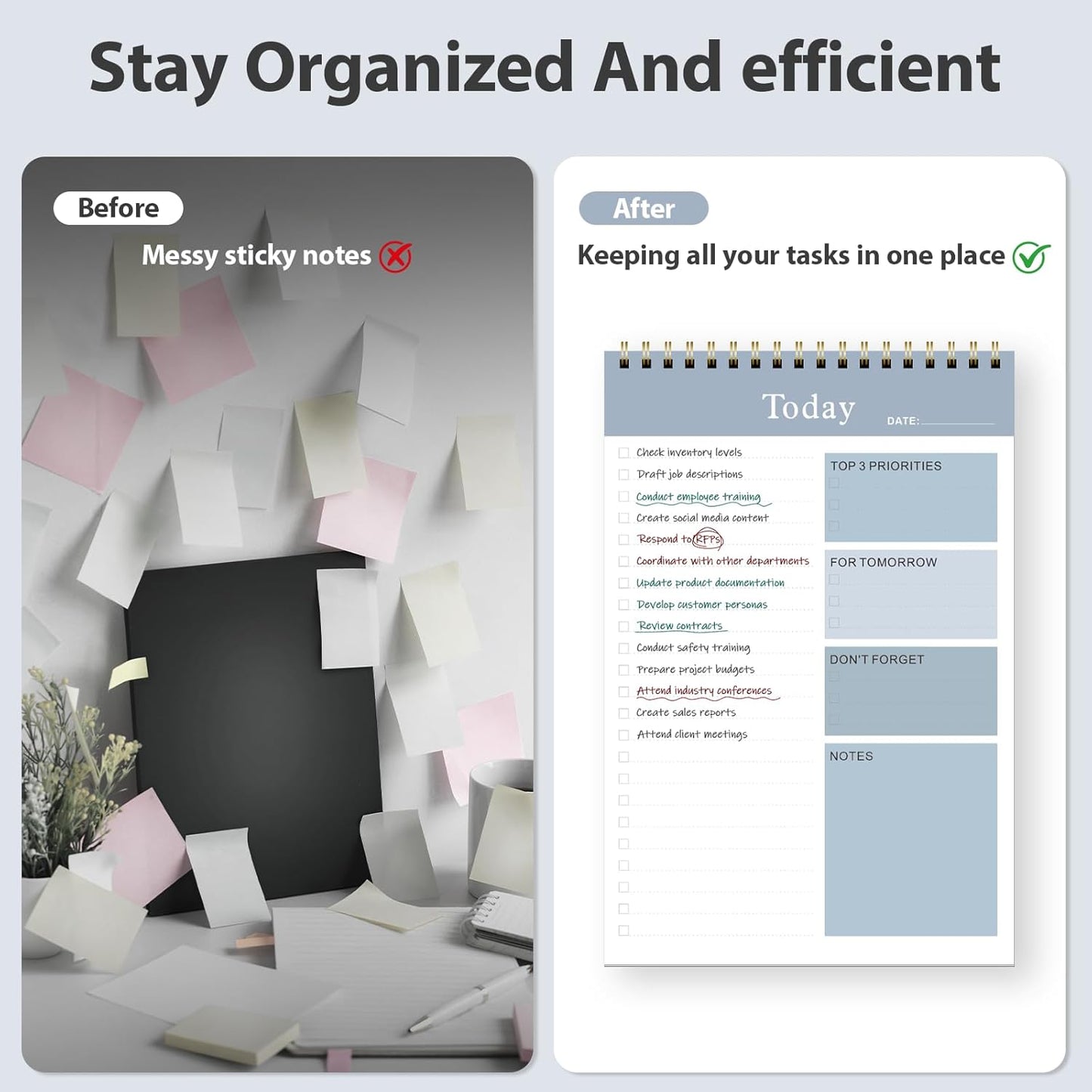 Weekly To Do List Notepad, Undated Planner with 52 Sheets (6.5''x8.9''), Desk Weekly Planner for Women & Man, Home School & Work