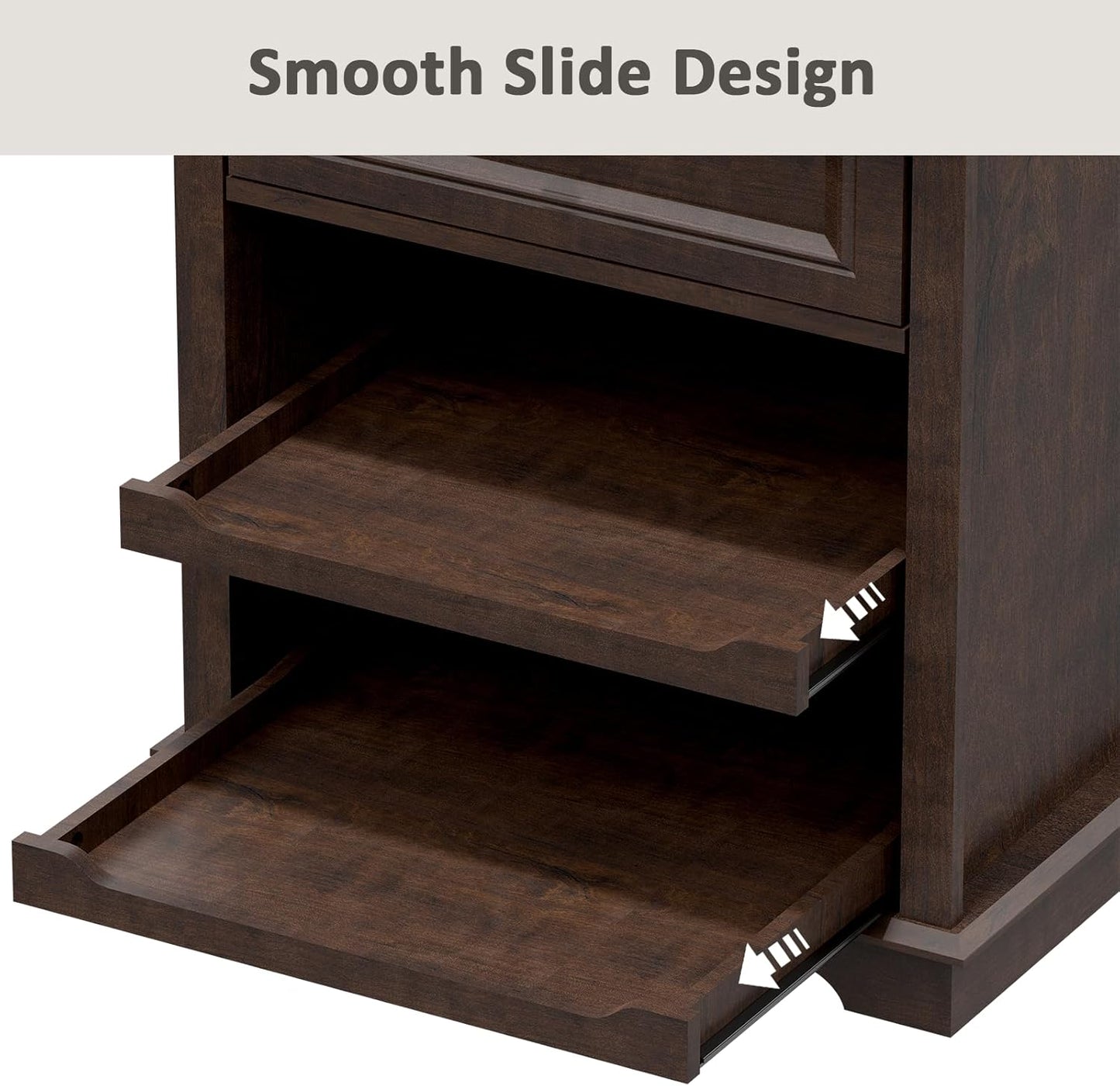 Lateral File Cabinet 3 Drawer File Cabinet with Charging Station, Wood Lateral Filing Cabinet, Printer Stand with Open Adjustable Storage Shelves for Home Office, Cherry