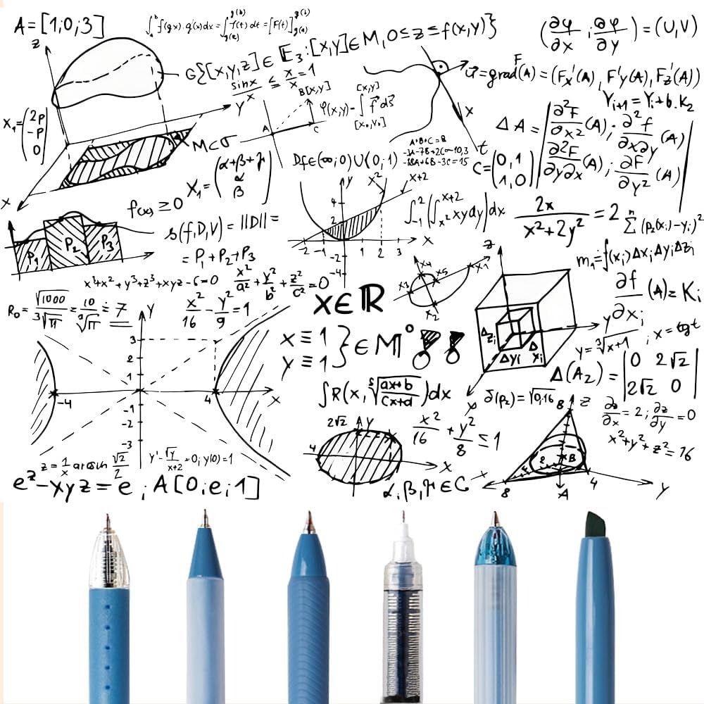 6 Count Pastel Gel Ink Pen Set,Cute Note Taking 0.5mm Fine Point Retractable 5 Count Black Ink Pens with 1 Count Highlighter for Writing, Journaling, School, Office (Blue)