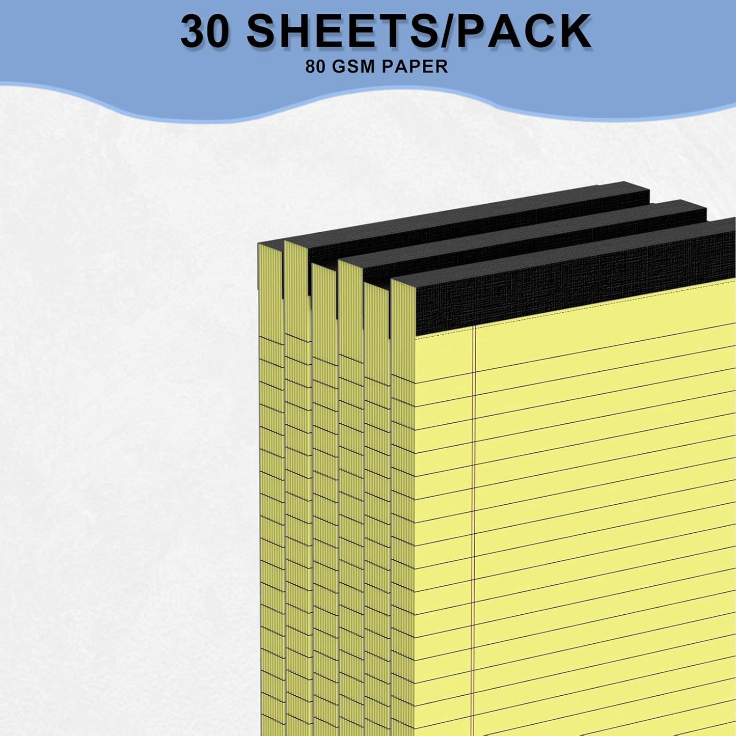 6pcs Small Note Pads, Yellow Notepads 5x8 College Ruled Notebook, Writing Pads 5 x 8, Legal Pads, Memo Pad Paper Perforate Narrow Ruled Notebooks for Work, School, Office,30 Sheets/Pack