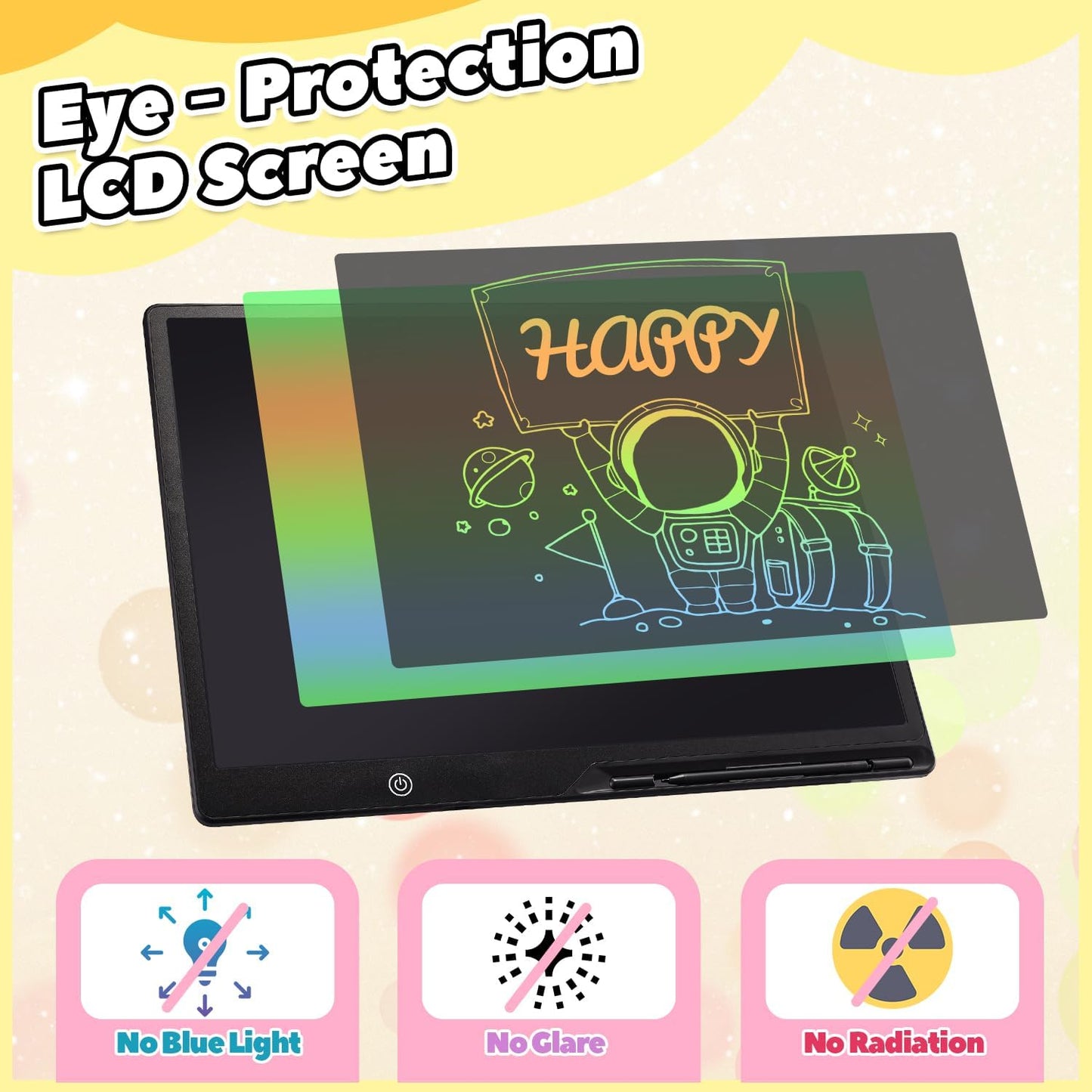 LCD Writing Tablet for Kids, Rechargeable 21 Inch Doodle Board,Easter Basket Stuffers,Preschool Learning Toys Christmas Birthday Gift 3 4 5 6 7 Year Old Girls Boys (Black)