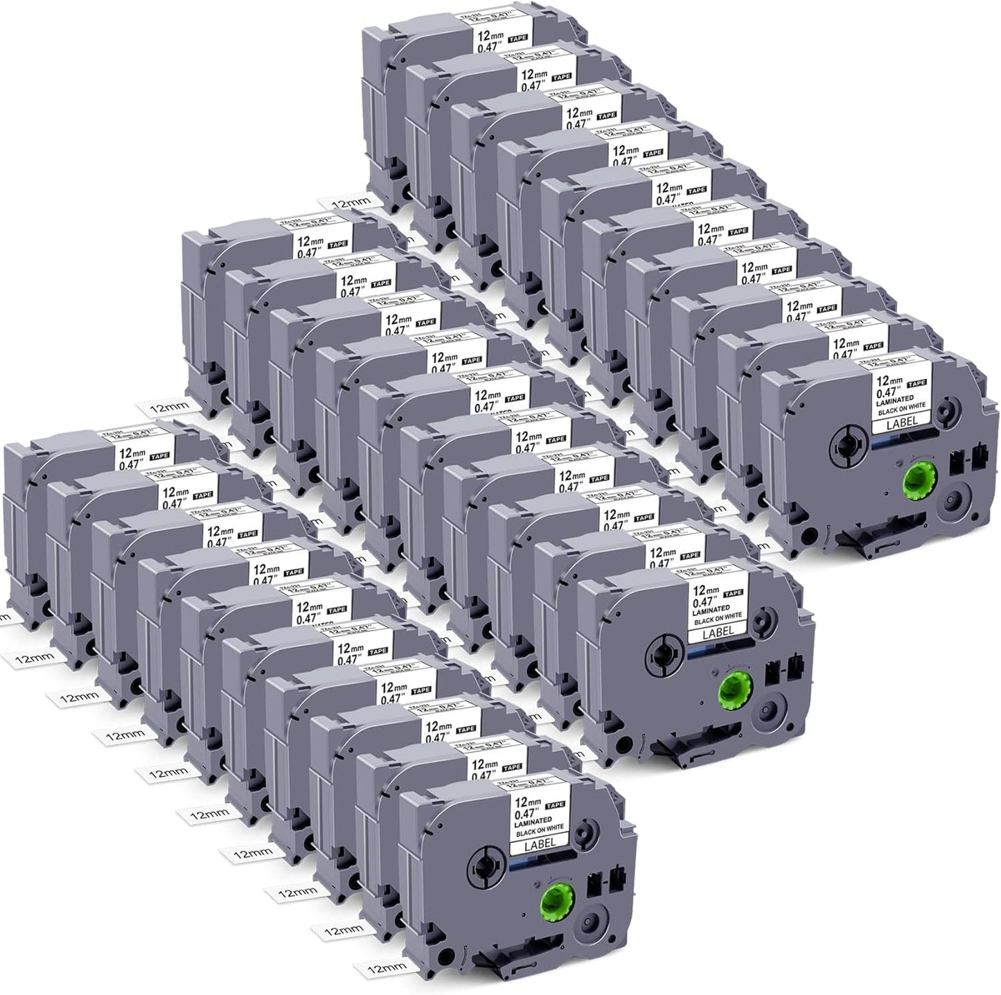 30-Pack Replacement for Brother P-Touch Label Tape TZe-231 TZ-231 TZe TZ Tape Laminated White Label Maker Tape Compatible with Brother Label Maker PT-D200 PT-D210 PTH100 PT-D400, 1/2" x 26.2'