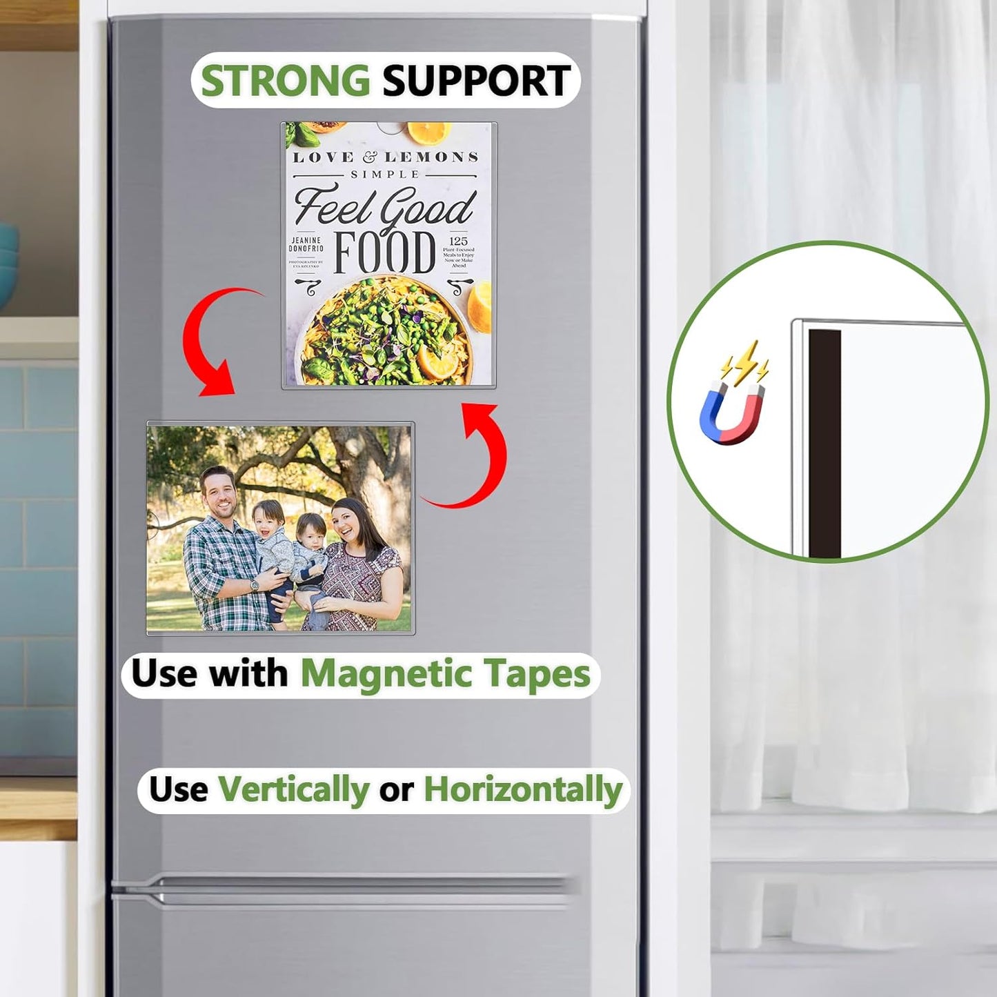 5pcs Wall Sign Holder 8.5"x11" Magnetic Sign Holder, Rigid Print Protectors with Magnet Strips and Adhesive Strips, Wall Mount Plastic Paper Holder for Office Store Home Window Display (Clear)