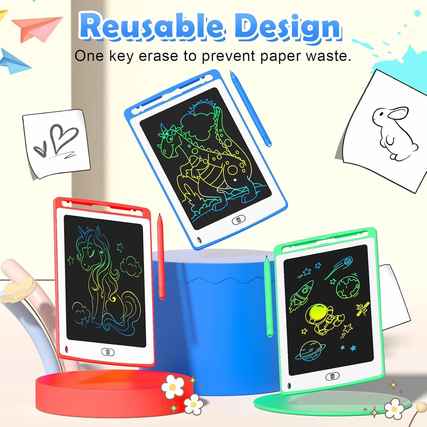 LCD Writing Tablet for Kids, 8.5 Inch Colorful Doodle Board Drawing Tablet, Educational Learning Toys Birthday Gifts for Kids Age 3 4 5 6 7 8 (18 Pack)
