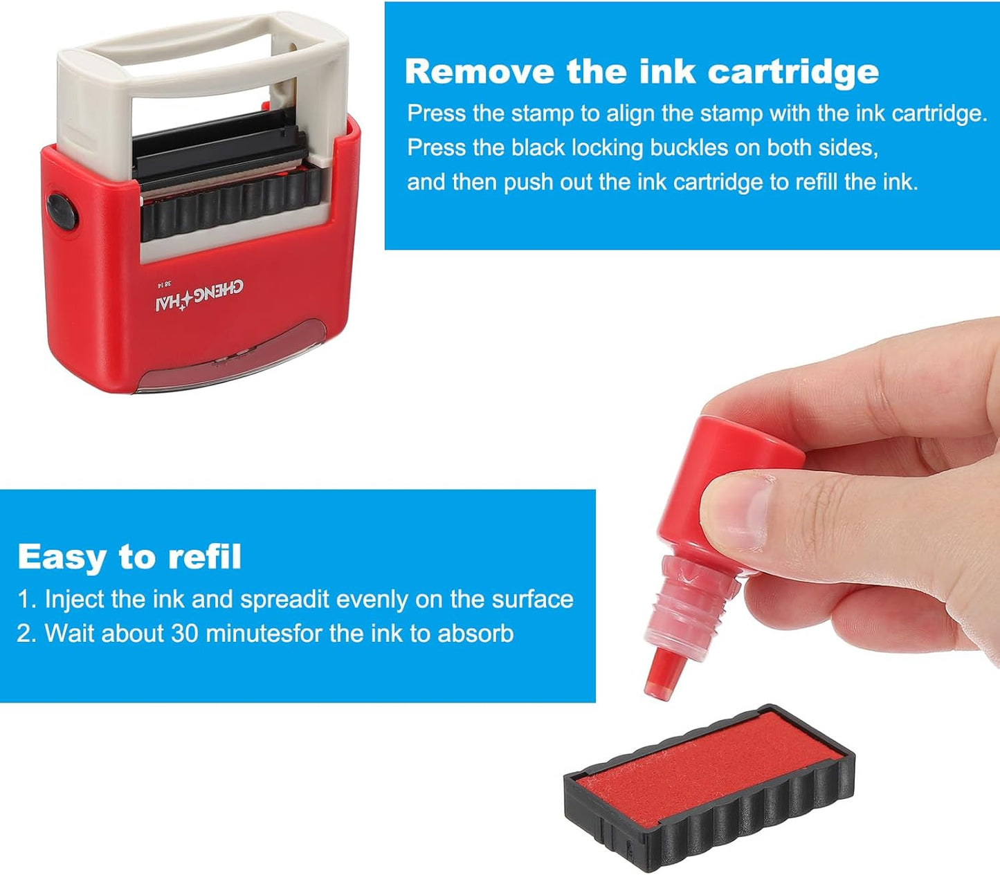 YOKIVE Approved Self Inking Rubber Stamp, Office Ink Business Stamp for Office Documents, Paperwork, Warehouse, Label (Red)