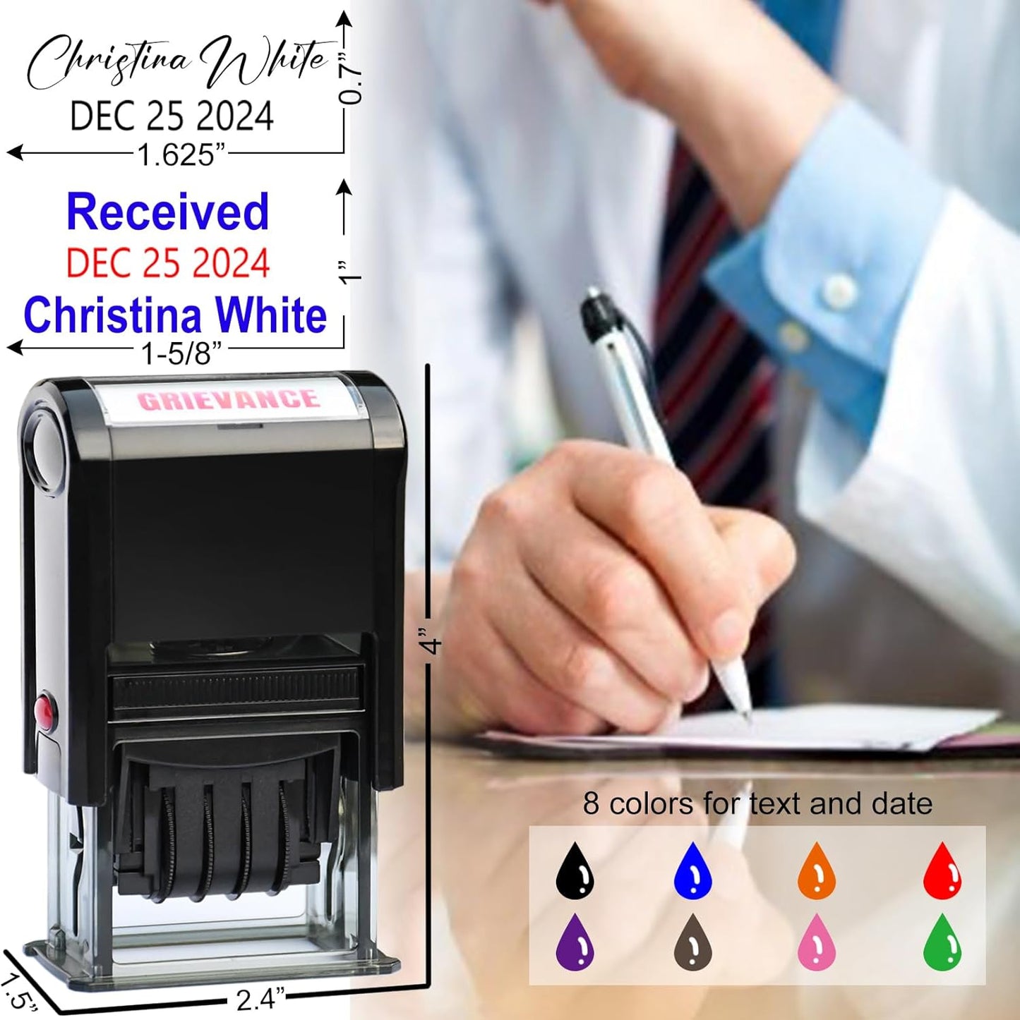 Custom-Teacher-Stamps with Date Self Inking Parent Name Signature Stamps with Date Personalized to The Parents or Guardian of Stamp with Date for Teacher Grading (Parent Name Stamp)
