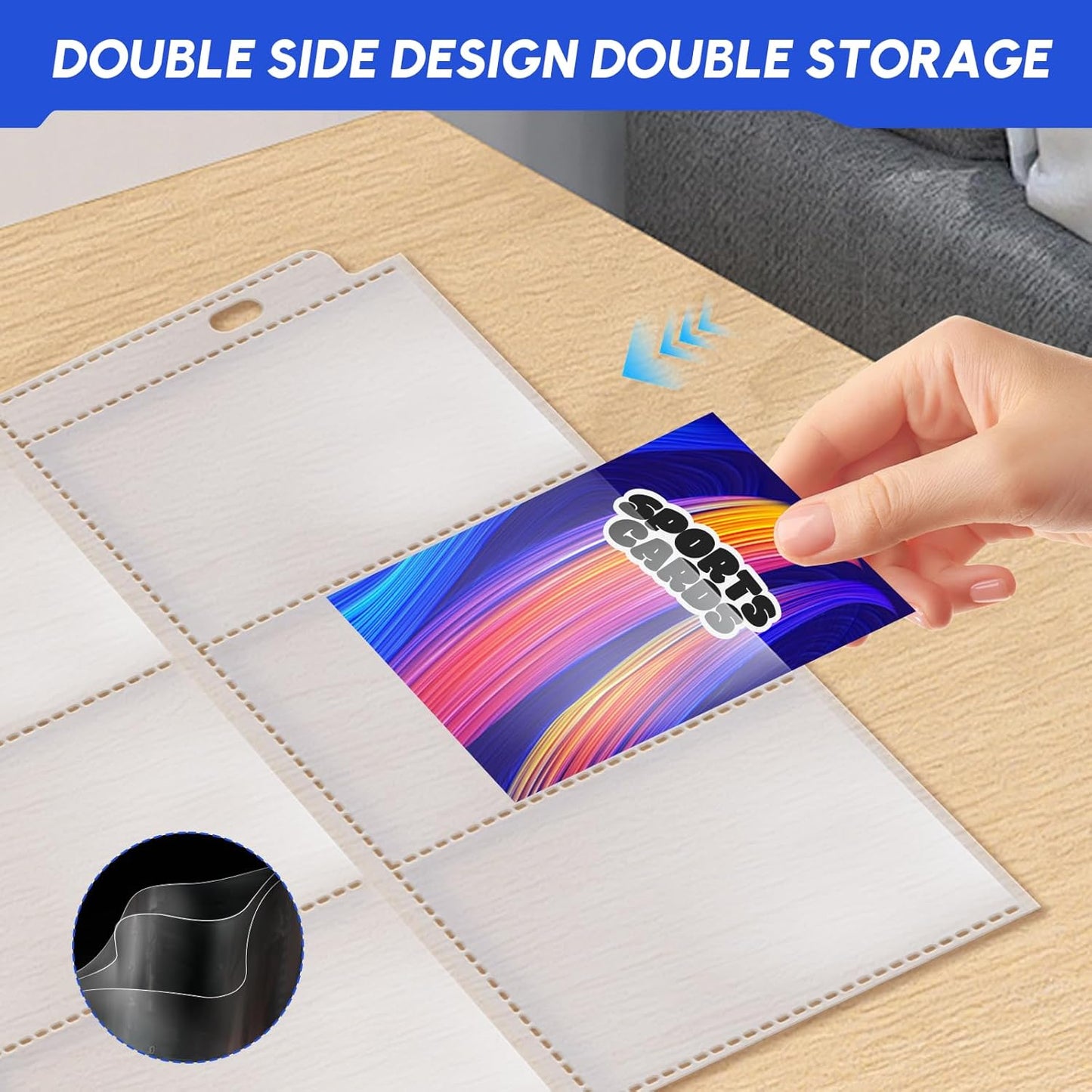 80 Pack 9 Pocket Trading Card Sleeve Pages,Page Protectors Card Sleeves Binder Sheets for 3 Ring Binder,Card Binder Sleeves for Baseball, Football, Game Sport Business Cards