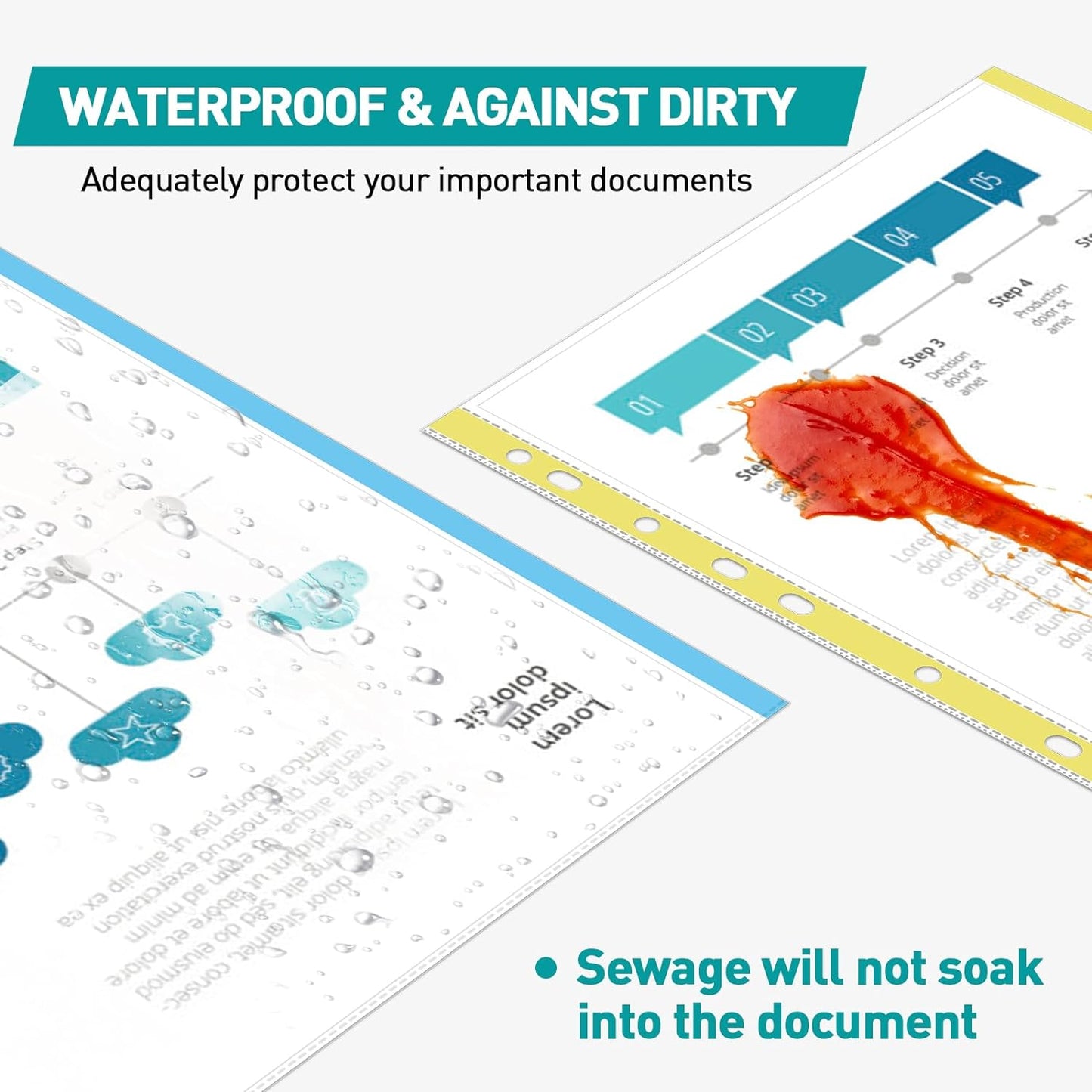 Sheet Protectors, PANDRI 300 Pack Color Heavy Duty Plastic Page Protectors Sheet Reinforced 11-Hole Fit for 3 Ring Binder Fits Standard 8.5 x 11 Paper, 9.25 x 11.25 Top Loaded, Excluding Acid