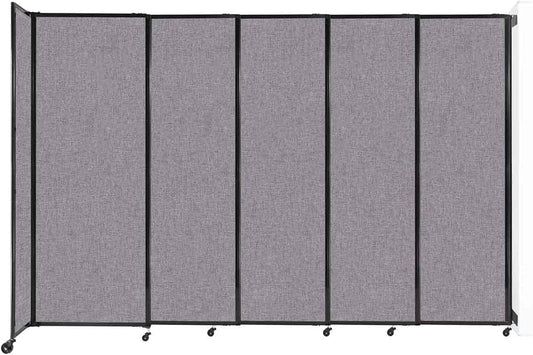 Wall-Mounted Sliding StraightWall Room Divider | Adjustable Widths | Locking Wheels | Room Separator | Up to 11'3" Wide x 7'6" Tall Cloud Gray Fabric Panels
