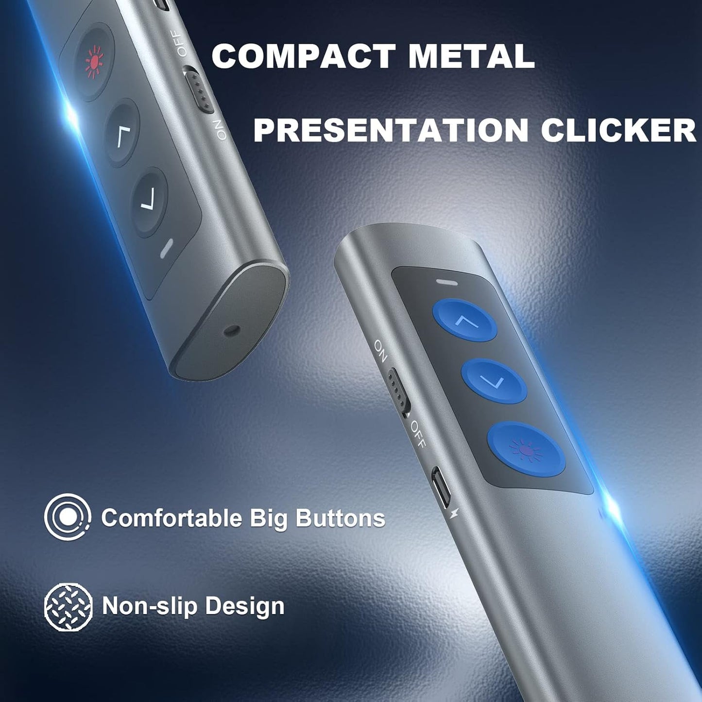 Rechargeable Presentation Clicker for Laptop PowerPoint, USB-A USB-C Presentation Pointer, Wireless Presenter Remote Power Point Clicker for Computer/Mac/PPT/Google Slide Advancer