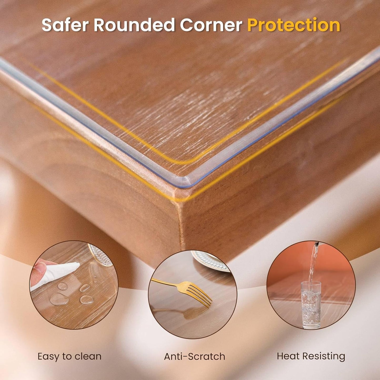 Clear Table Cover Protector, 17 x 54 Inch Clear Desk Mat, 1.5mm Thick Plastic Table Cover, Transparent Desk Cover, Desk Protector Mat for Desktop, Writing Desk