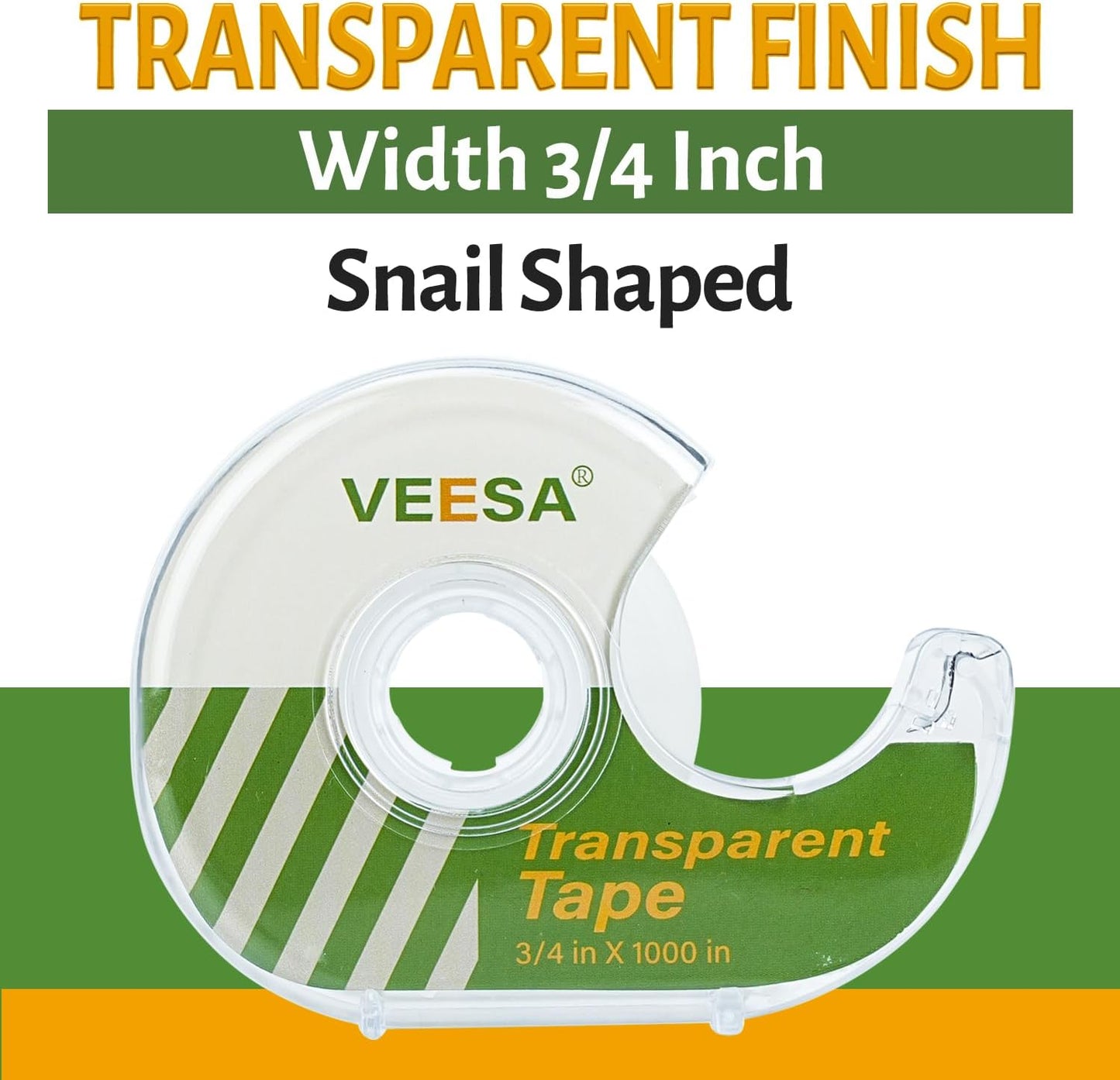 VEESA Transparent Tape with Dispenser, 3/4 x 1000 Inches, 12 Rolls Clear Tapes for Craft Jobs, Home & School Supplies