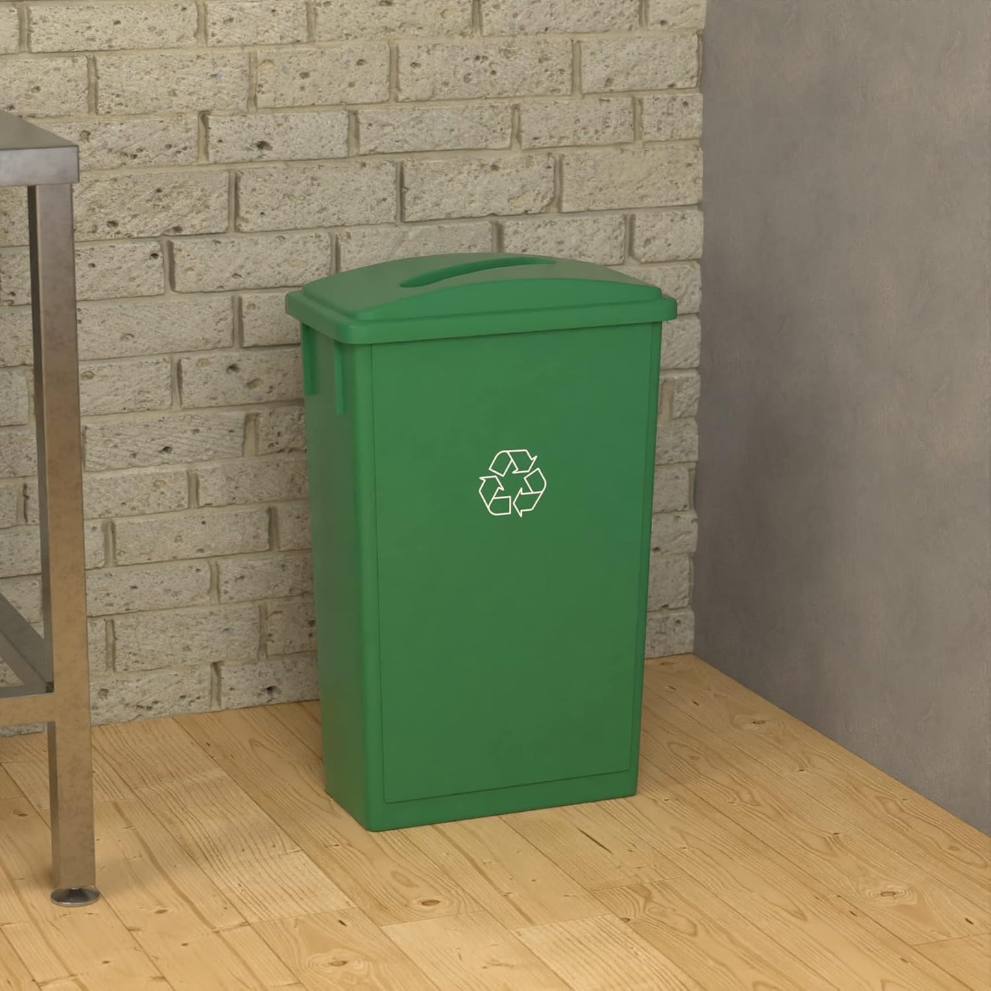 23 Gallon Green Recycle Slim Jim Trash Can with Paper Slot