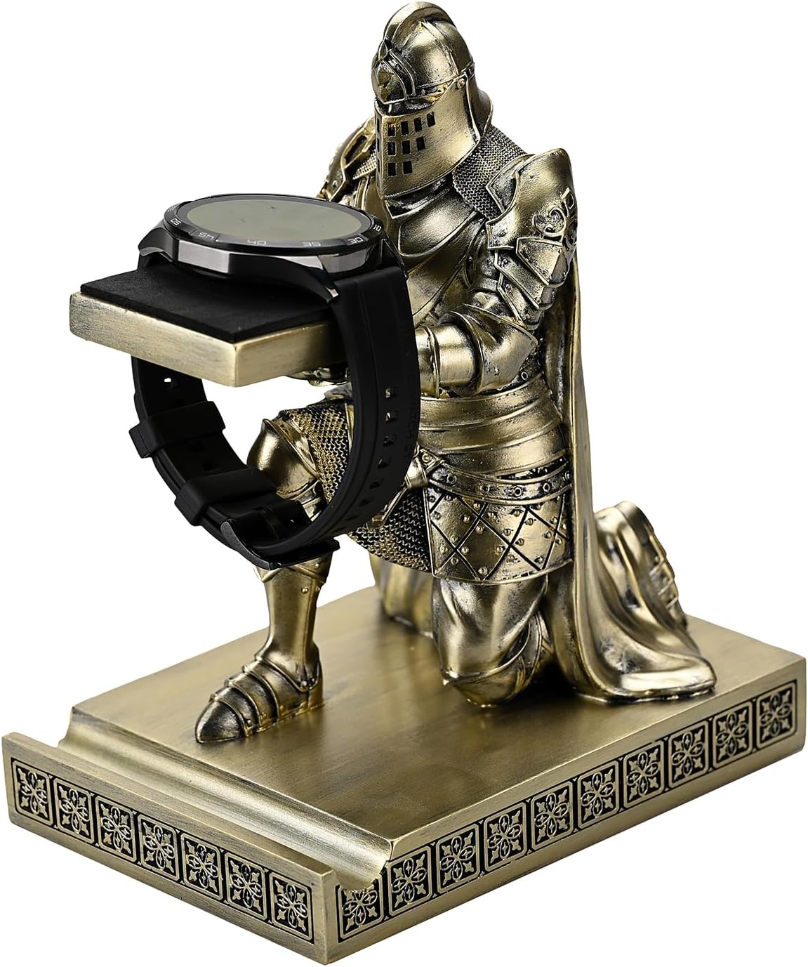 King's Guard Watch Display Stand Eyeglass Jewelry Bracelet Necklace Holder Trays Towers Resin Pen Holder Warrior Knight Mobile Phone Stand for Office & Home (Bronze)