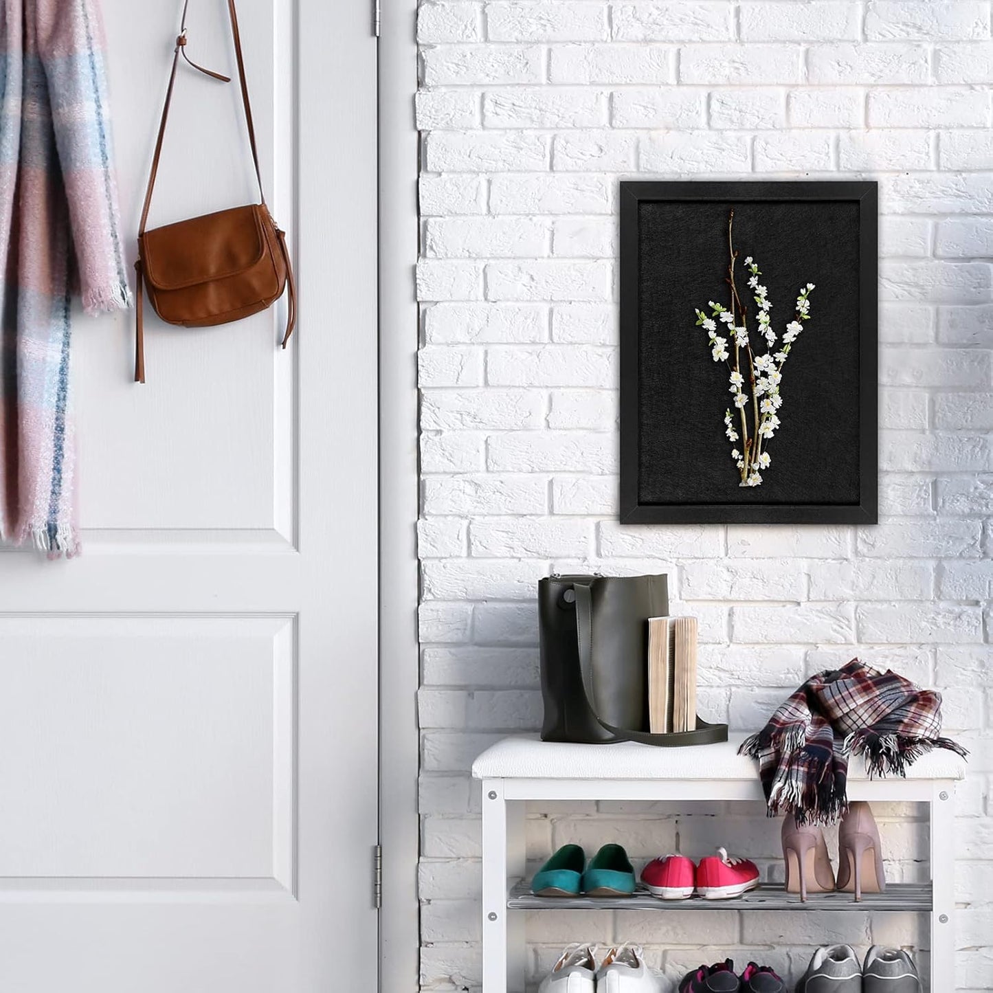 TORASO Cork Board Bulletin Board, Cork Boards for Walls with Pins, Eye Bolts, gaskets, Screws, Pin Board for Office, School and Home (All Black, 11“x14.5” - 2p)