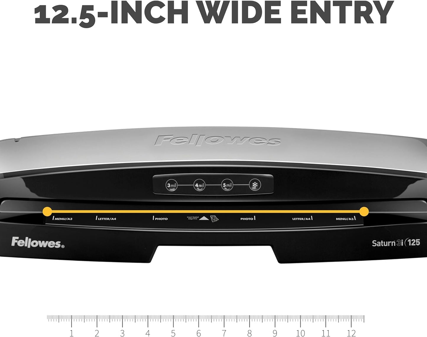 Fellowes Saturn 3i 125 Thermal Laminator Machine for Home or Office with Pouch Starter Kit, 12.5 inch, Fast Warm-Up, Jam-Free Design (5736601)