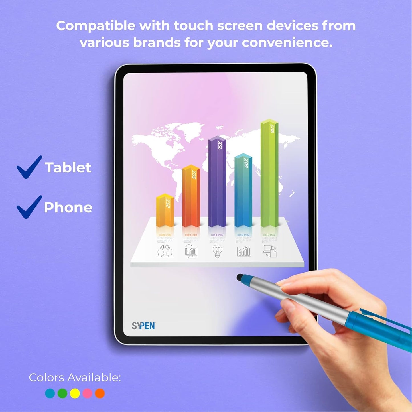 Personalized Pens with Highlighter and Stylus -250 Pack Bulk-Free Imprint - 3 In Highlighter, Ballpoint Pen, and Stylus Combo- add Custom Business Name, Logo or Gift Message- Green