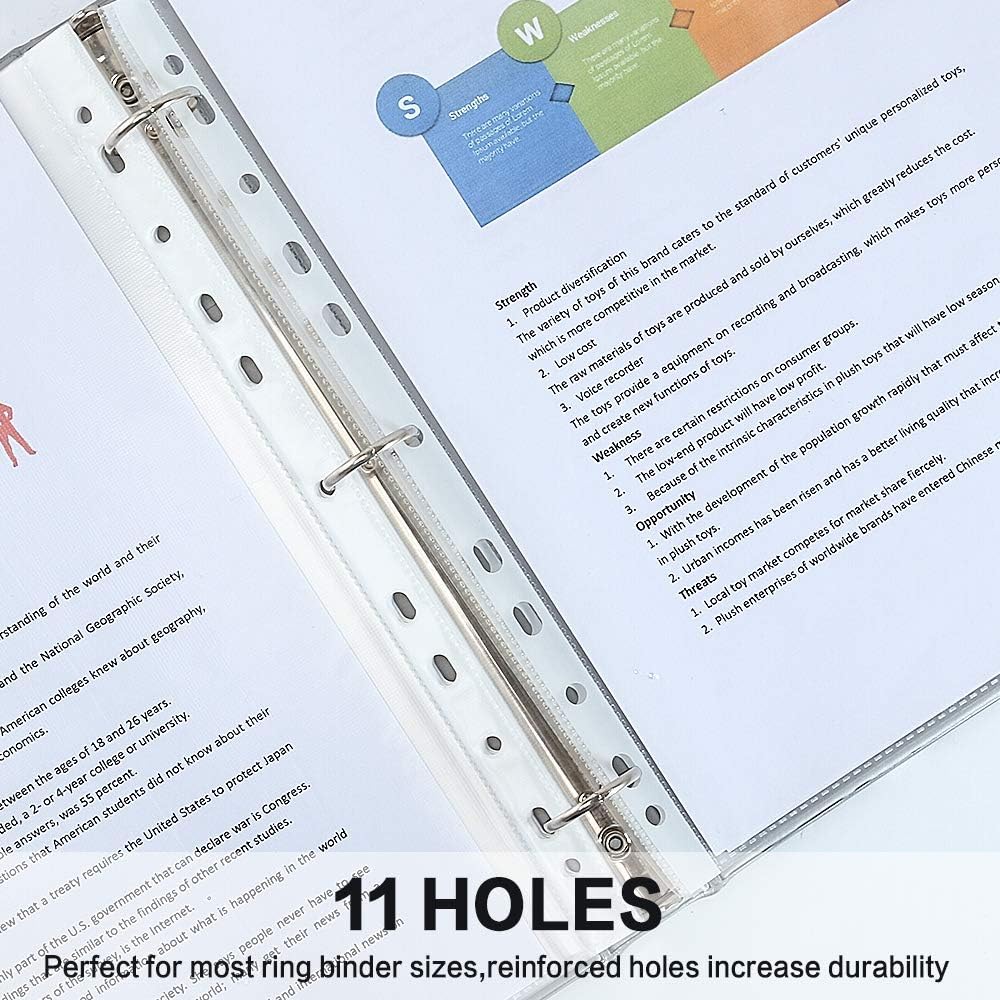 Sheet Protectors, HERKKA 500 Pack Upgrade Clear Plastic Page Protectors Sheet Reinforced 11-Hole Fit for 3 Ring Binder Fits Standard 8.5 x 11 Paper, 9.25 x 11.25 Top Loaded, Acid Free